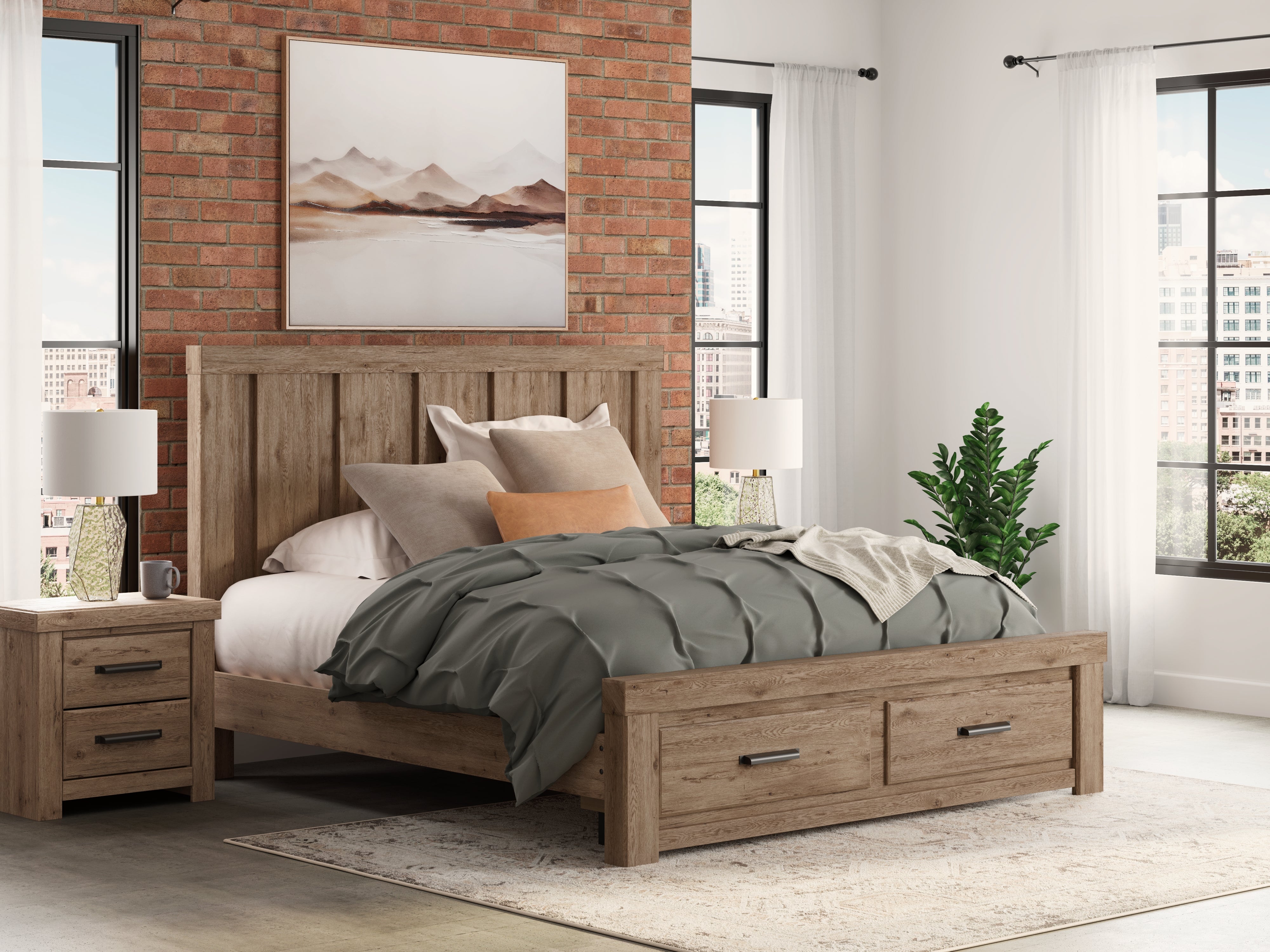 Family Deals Furniture - Ashley Furniture - Oliandon Bedroom - King Panel Storage Bed - PCB2844B7