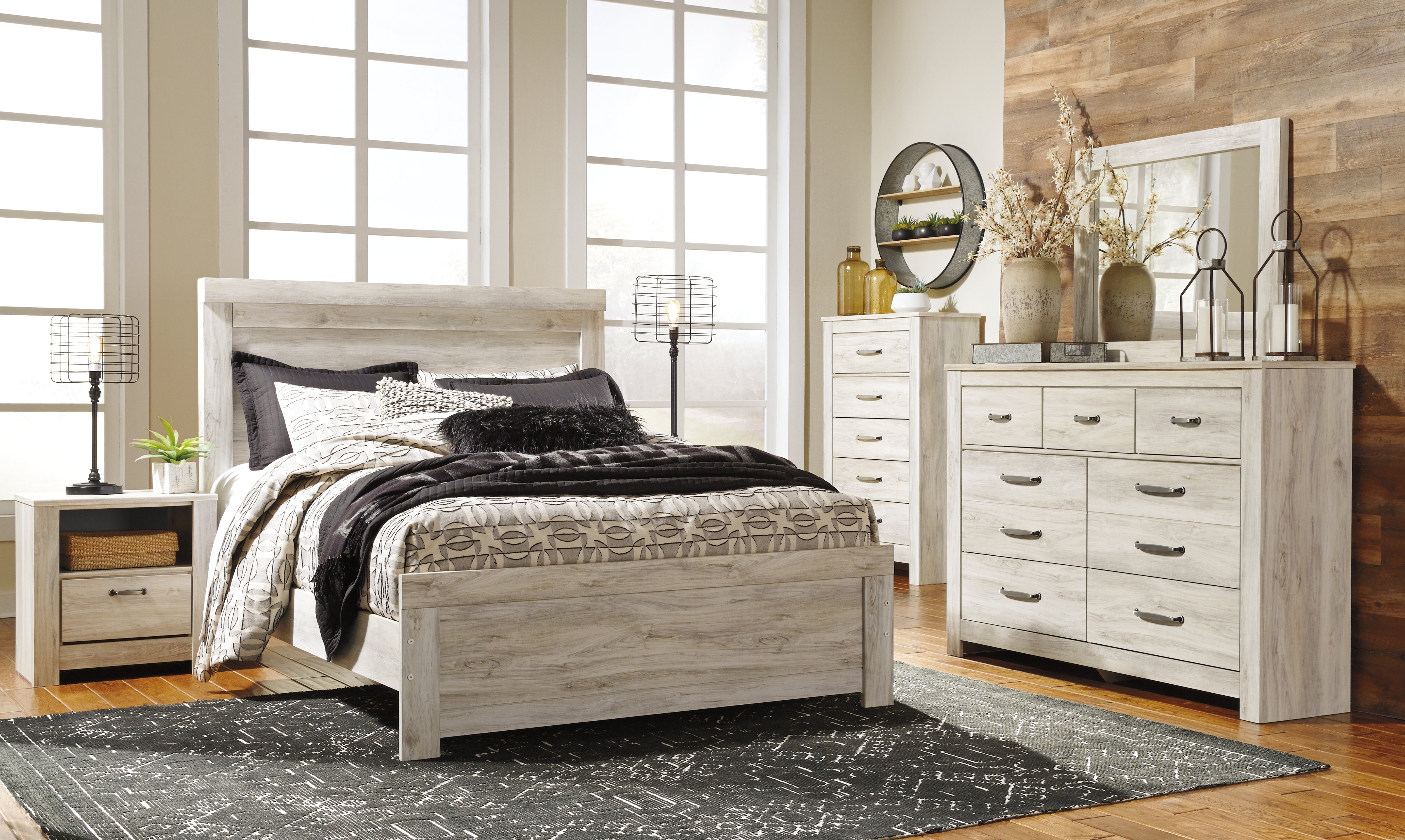Family Deals Furniture - Ashley Furniture - Bellaby Bedroom - Queen Panel Bed / Whitewash - B331B2