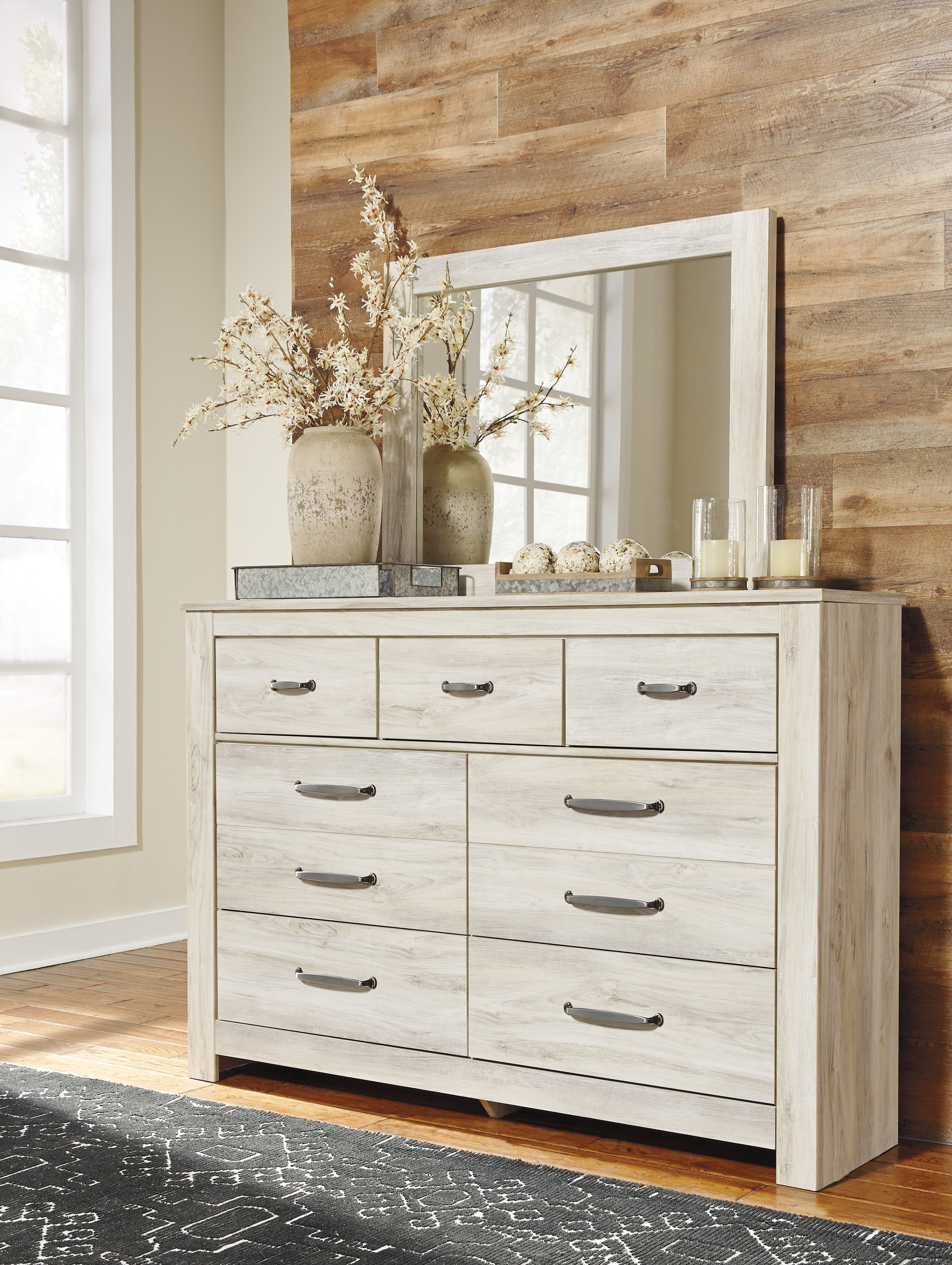 Family Deals Furniture - Ashley Furniture - Bellaby Bedroom - Dresser and Mirror / Whitewash - B331B1