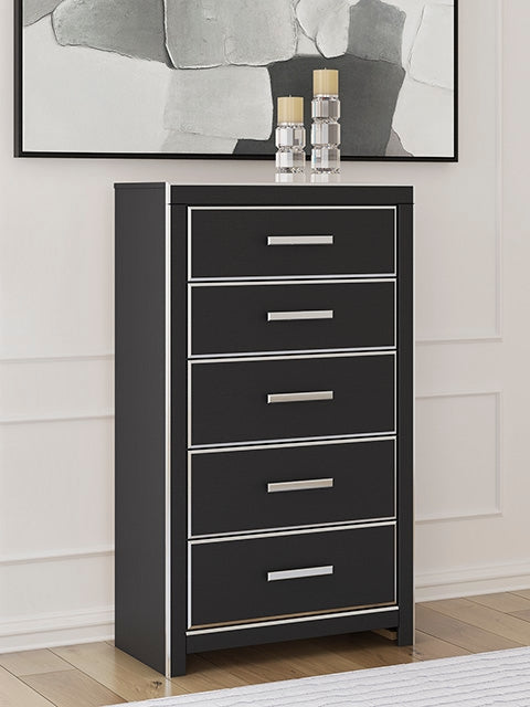 Family Deals Furniture - Ashley Furniture - Zuraleus Bedroom - Five Drawer Chest / Black - PCB3380-46