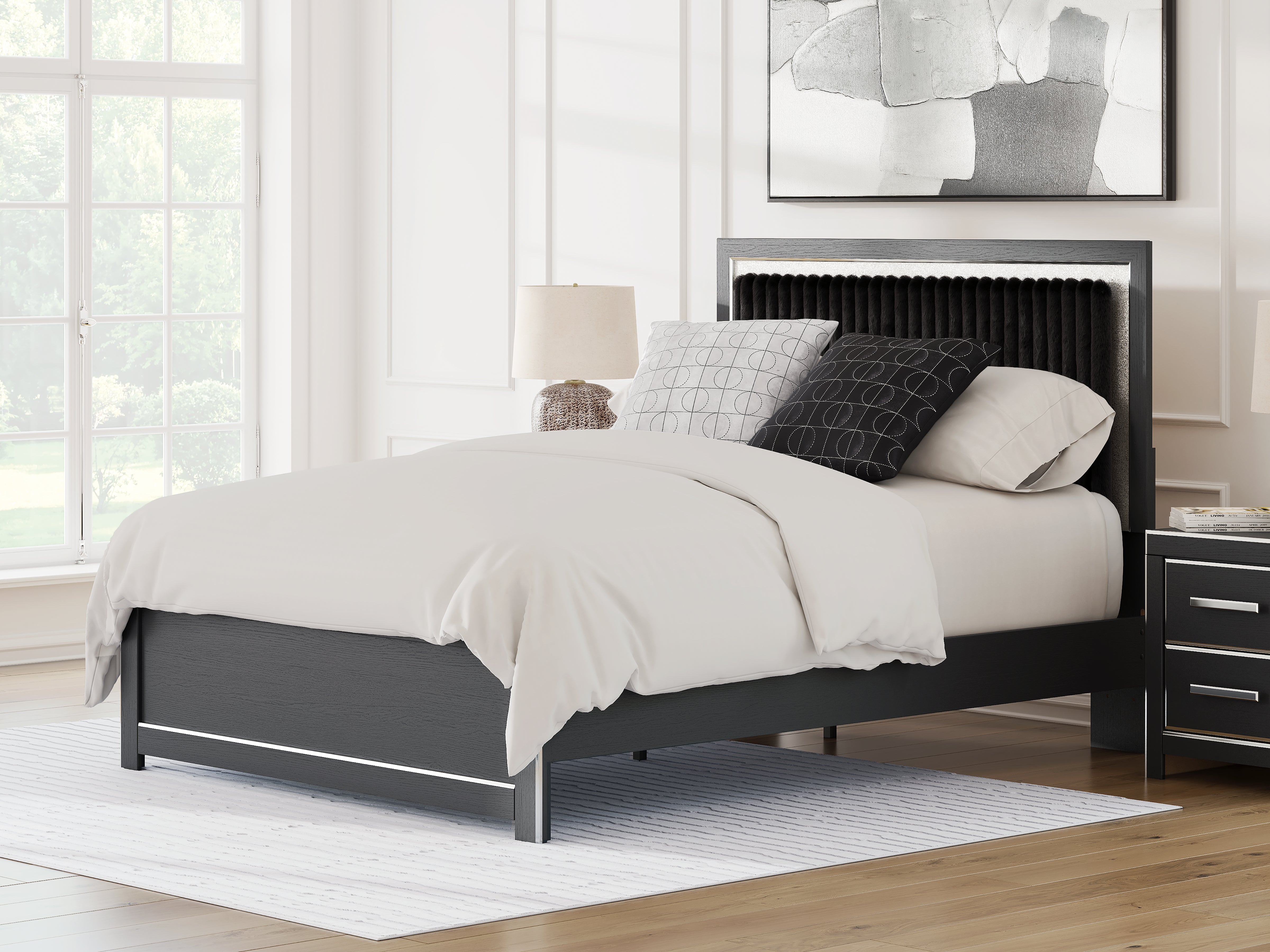 Family Deals Furniture - Ashley Furniture - Zuraleus Bedroom - Queen Upholstered Platform Bed / Black - PCB3380B2