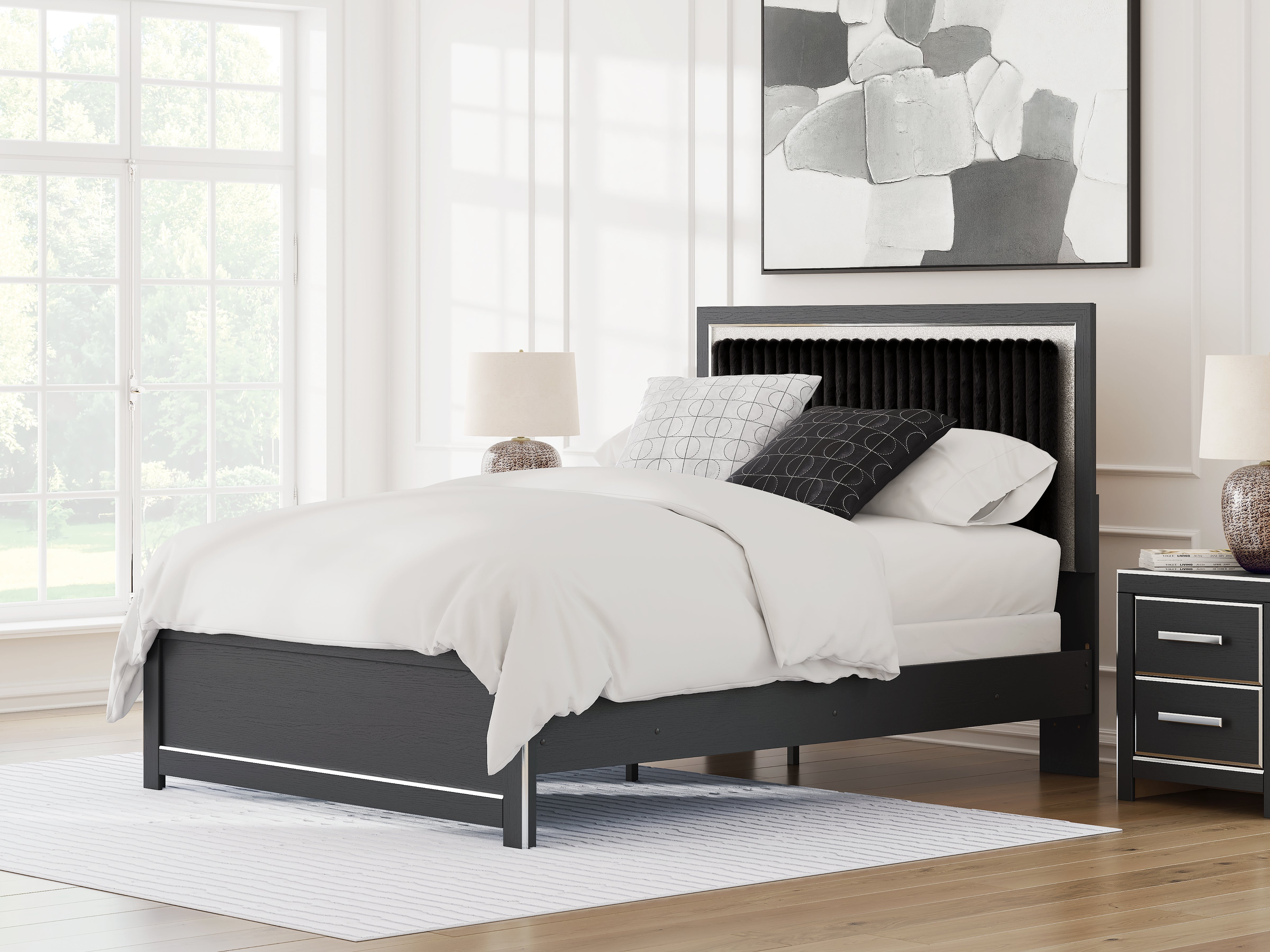 Family Deals Furniture - Ashley Furniture - Zuraleus Bedroom - Queen Upholstered Panel Bed / Black - PCB3380B6