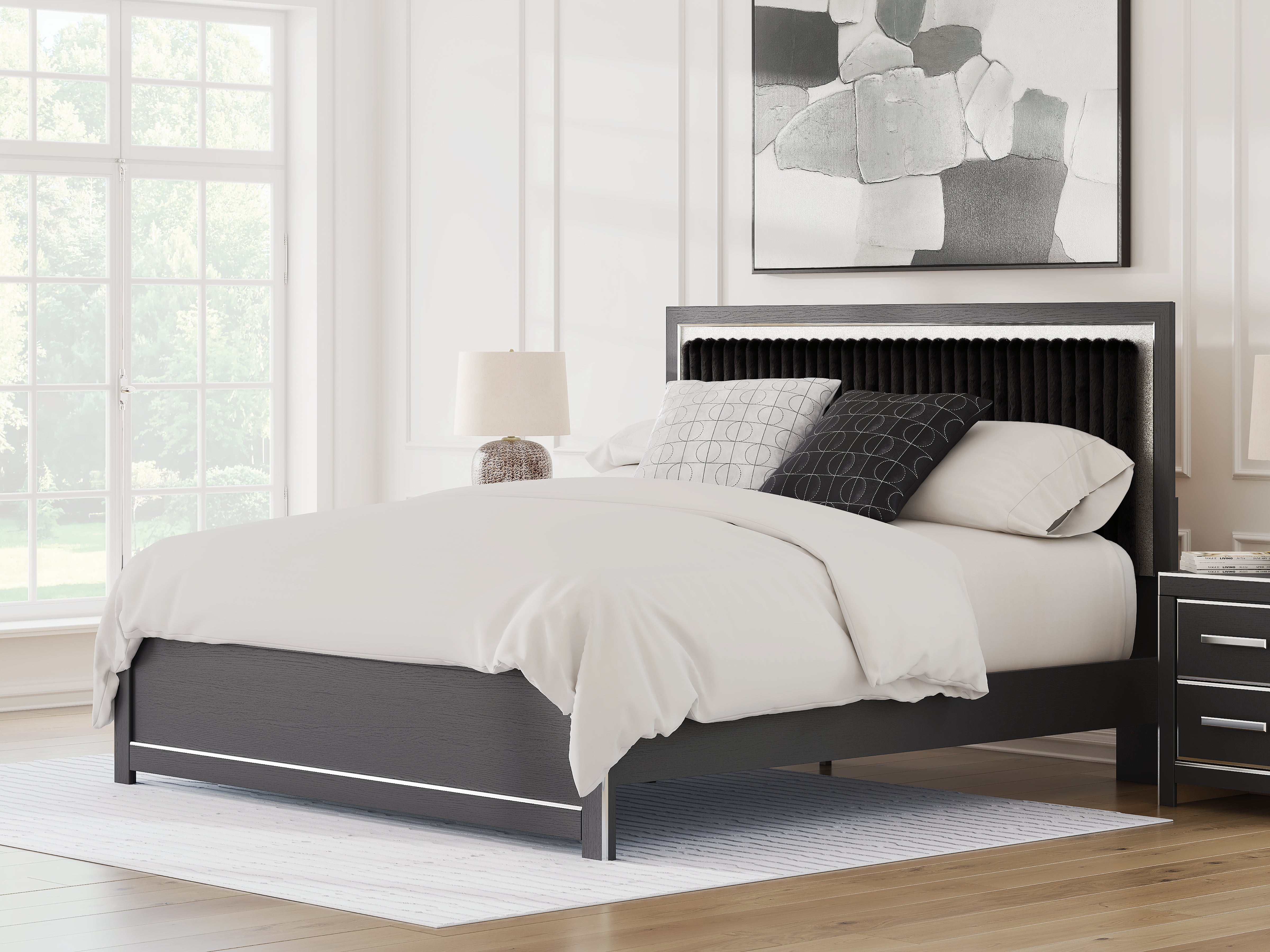 Family Deals Furniture - Ashley Furniture - Zuraleus Bedroom - King Upholstered Platform Bed / Black - PCB3380B10