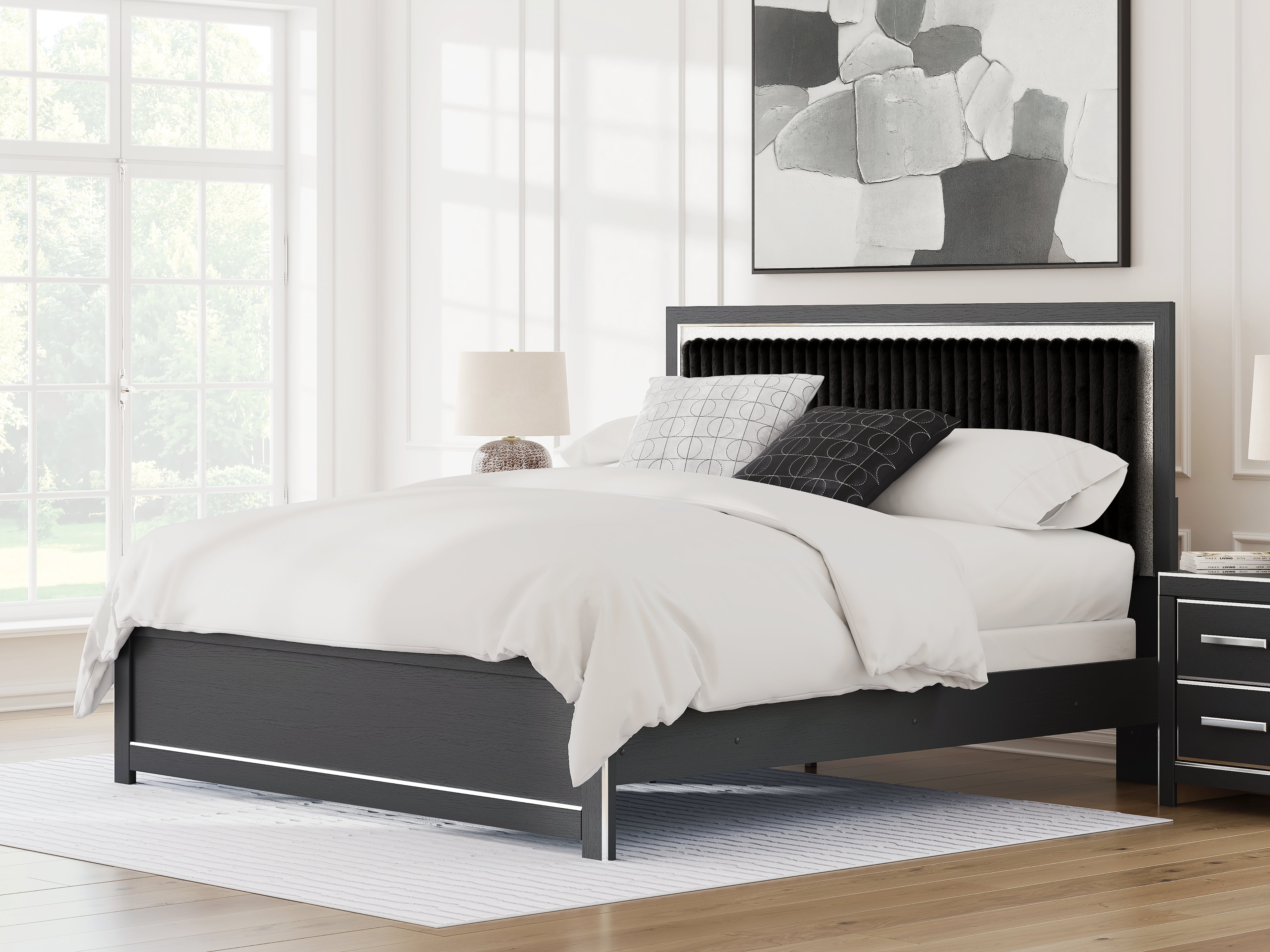 Family Deals Furniture - Ashley Furniture - Zuraleus Bedroom - King Upholstered Panel Bed / Black - PCB3380B12
