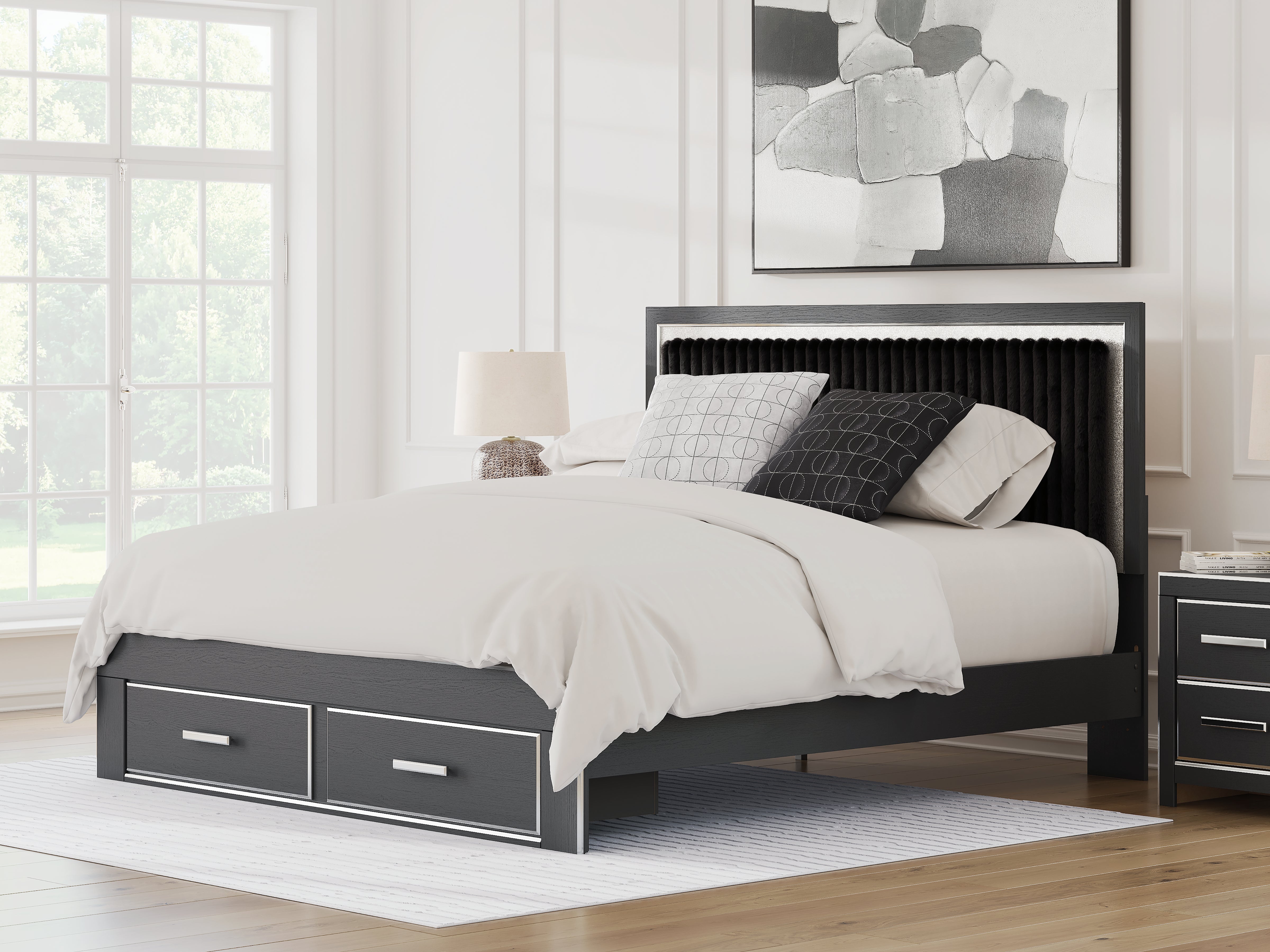 Family Deals Furniture - Ashley Furniture - Zuraleus Bedroom - King Upholstered Panel Storage Bed / Black - PCB3380B11