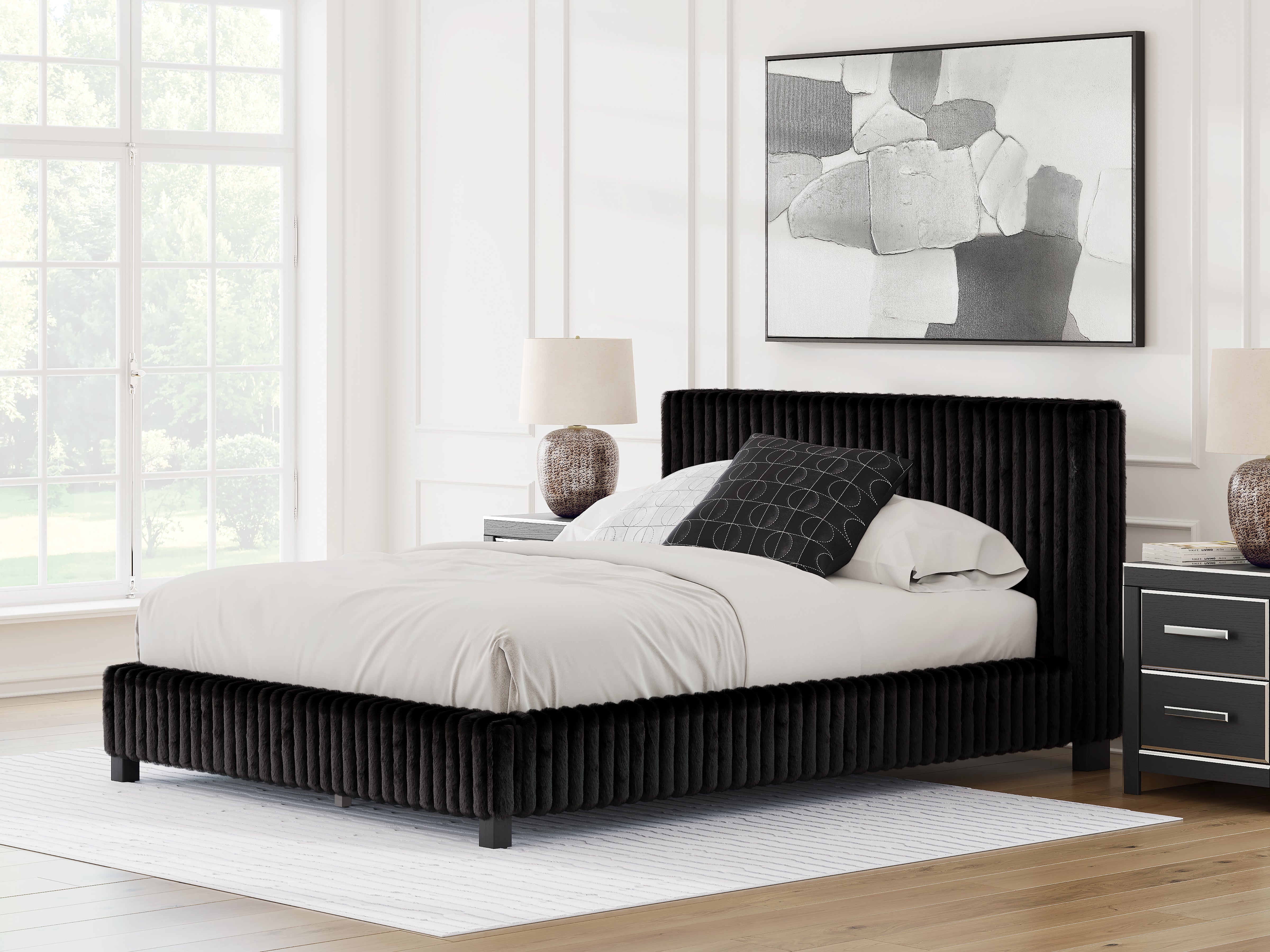 Family Deals Furniture - Ashley Furniture - Zuraleus Bedroom - Queen Upholstered Bed / Black - PCB3380B8