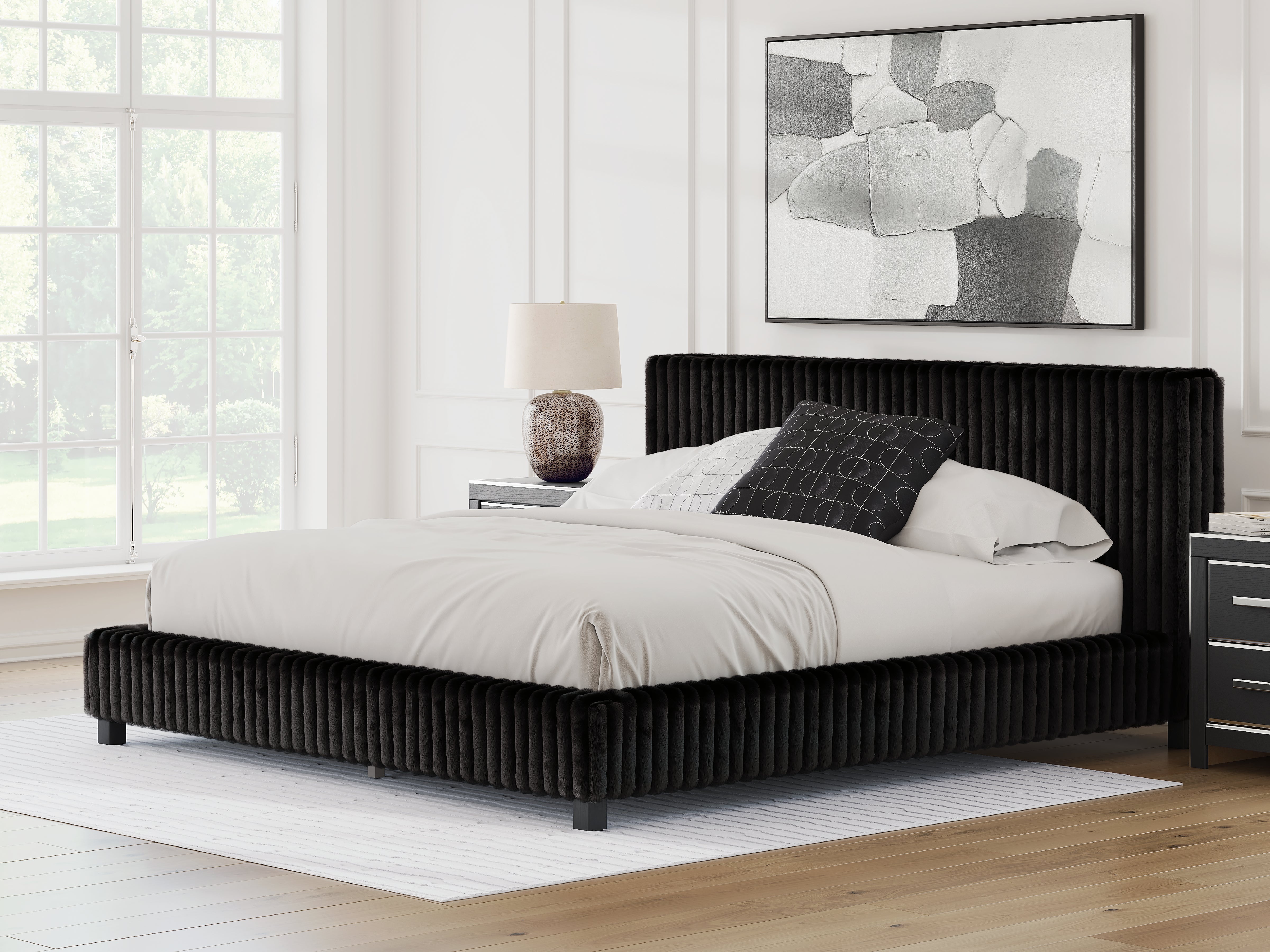 Family Deals Furniture - Ashley Furniture - Zuraleus Bedroom - King Upholstered Bed / Black - PCB3380B13
