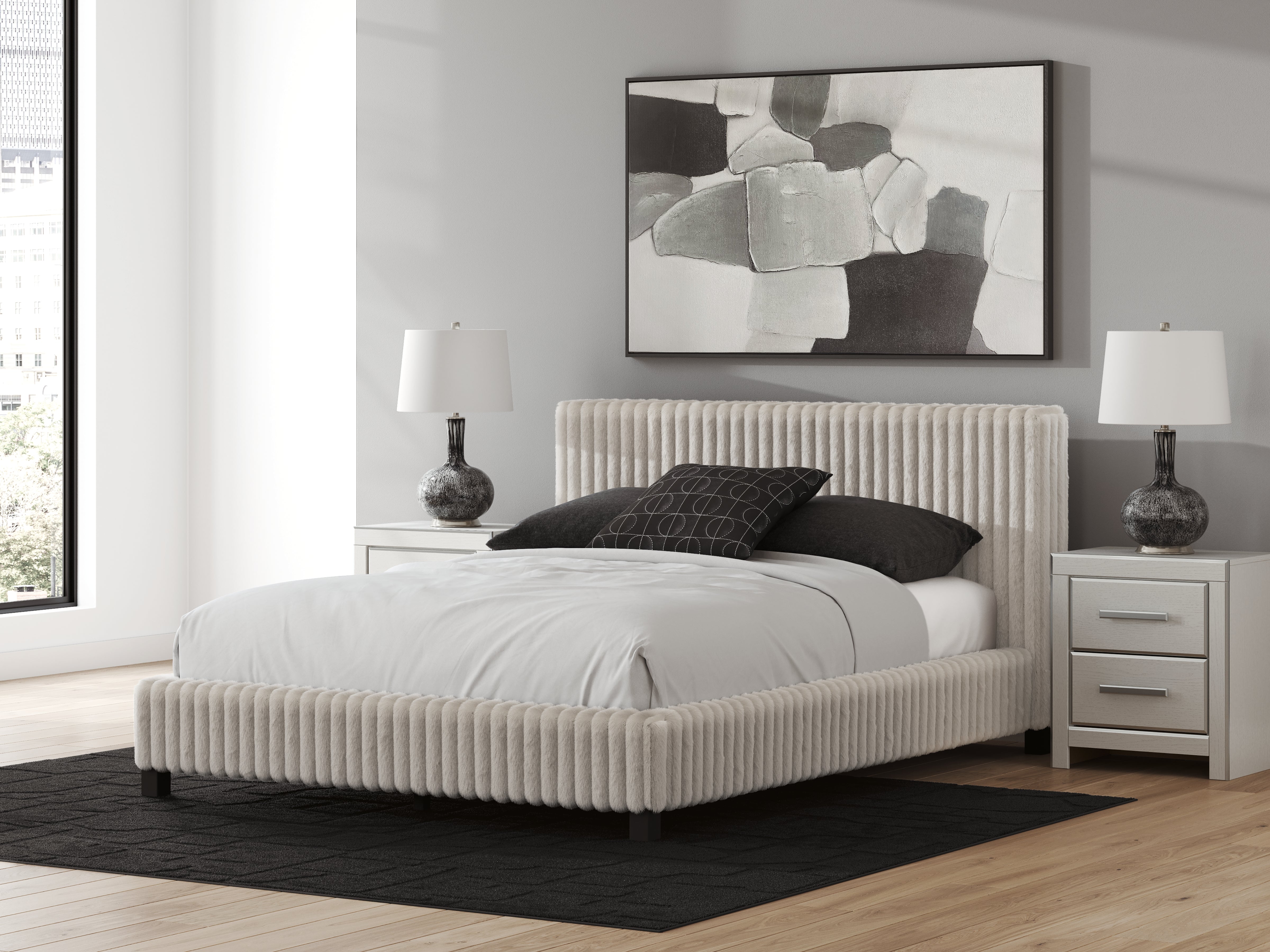 Family Deals Furniture - Ashley Furniture - Zuraleus Bedroom - Queen Upholstered Bed / White - PCB3381B11