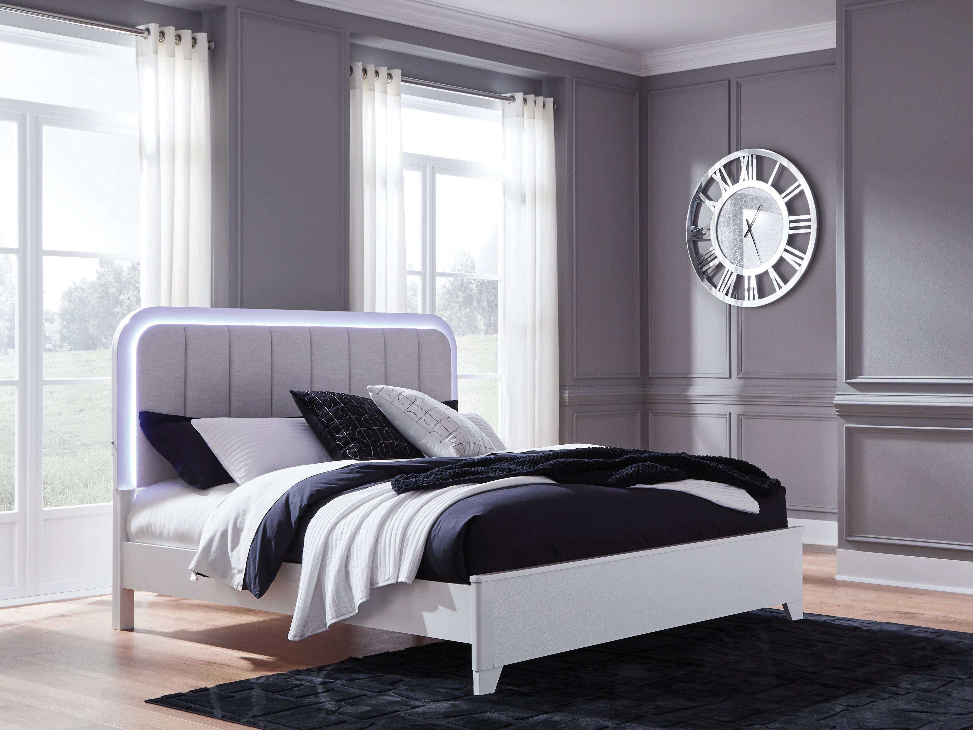Family Deals Furniture - Ashley Furniture - Jarlee Bedroom - King Upholstered Panel Bed / White - PCB392B4