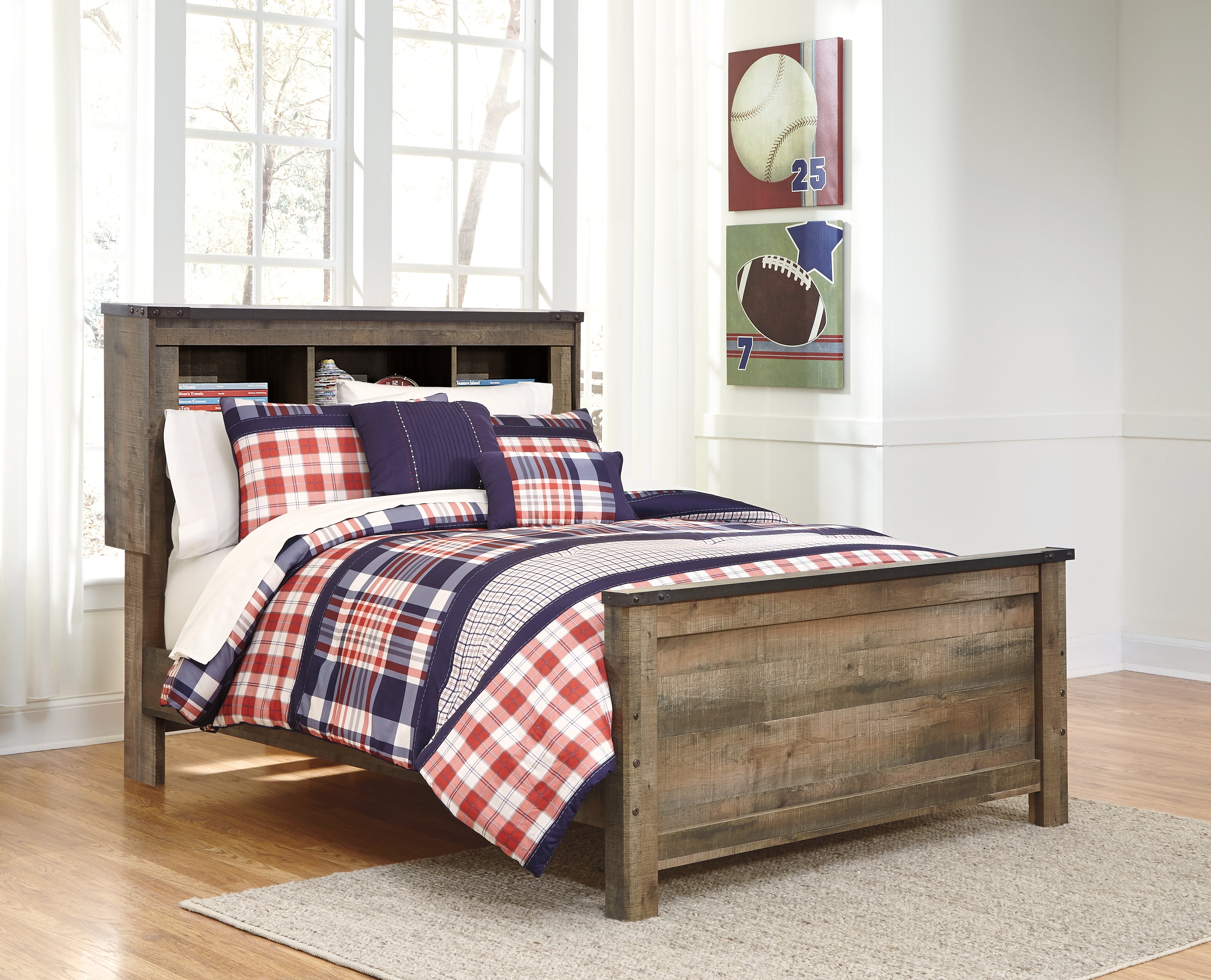 Family Deals Furniture - Ashley Furniture - Trinell Bedroom - Full Bookcase Panel Bed / Brown - B446B87
