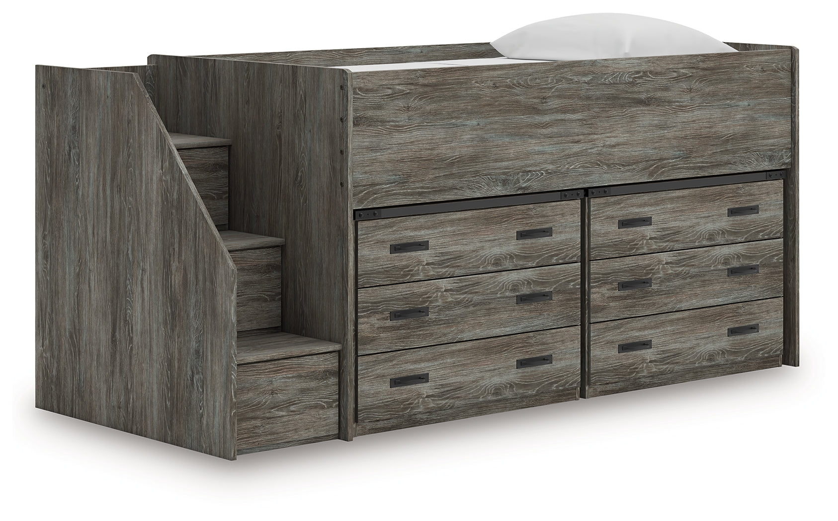 Family Deals Furniture - Ashley Furniture - Frandern Twin Loft Bed with Drawer Storage - Twin Loft Bed with Drawer Storage / Warm Gray - B4480B26