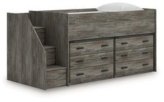 Family Deals Furniture - Ashley Furniture - Frandern Twin Loft Bed with Drawer Storage - Twin Loft Bed with Drawer Storage / Warm Gray - B4480B26