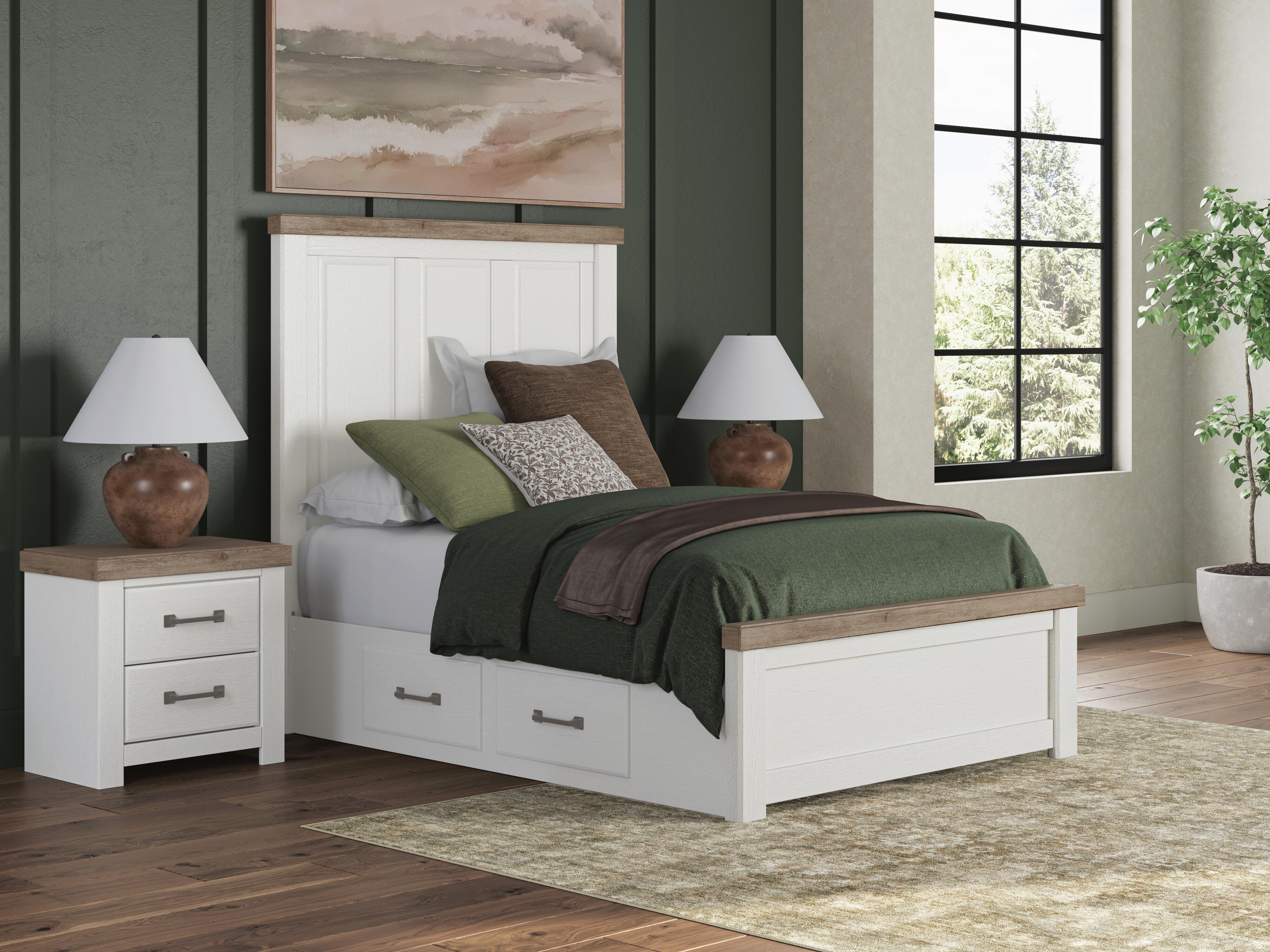 Family Deals Furniture - Ashley Furniture - Savonport Bedroom - Full Panel Bed with Storage / White/Brown - B4615B19
