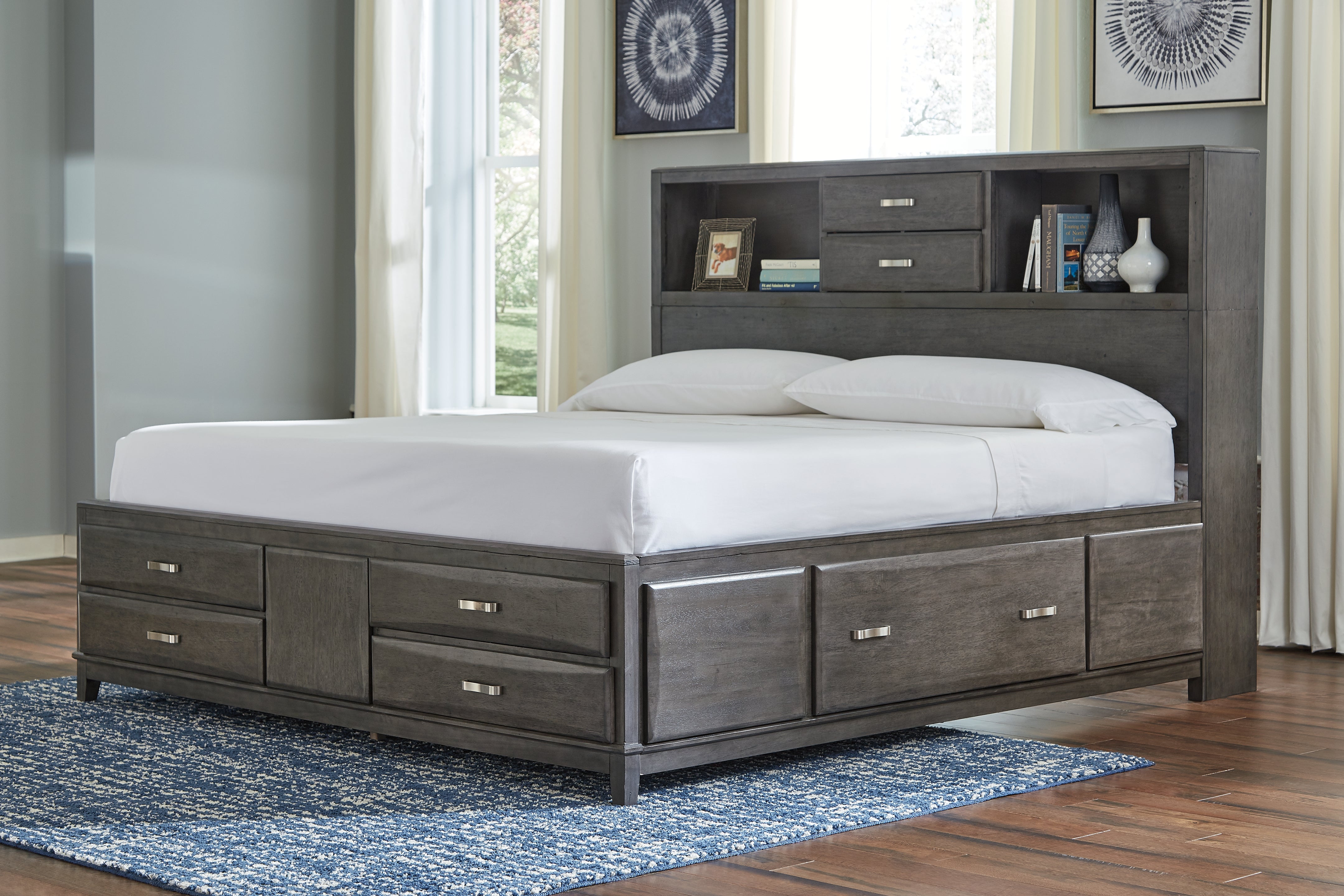 Family Deals Furniture - Ashley Furniture - Caitbrook Bedroom - King Storage Bed with 8 Drawers / Gray - B476B6
