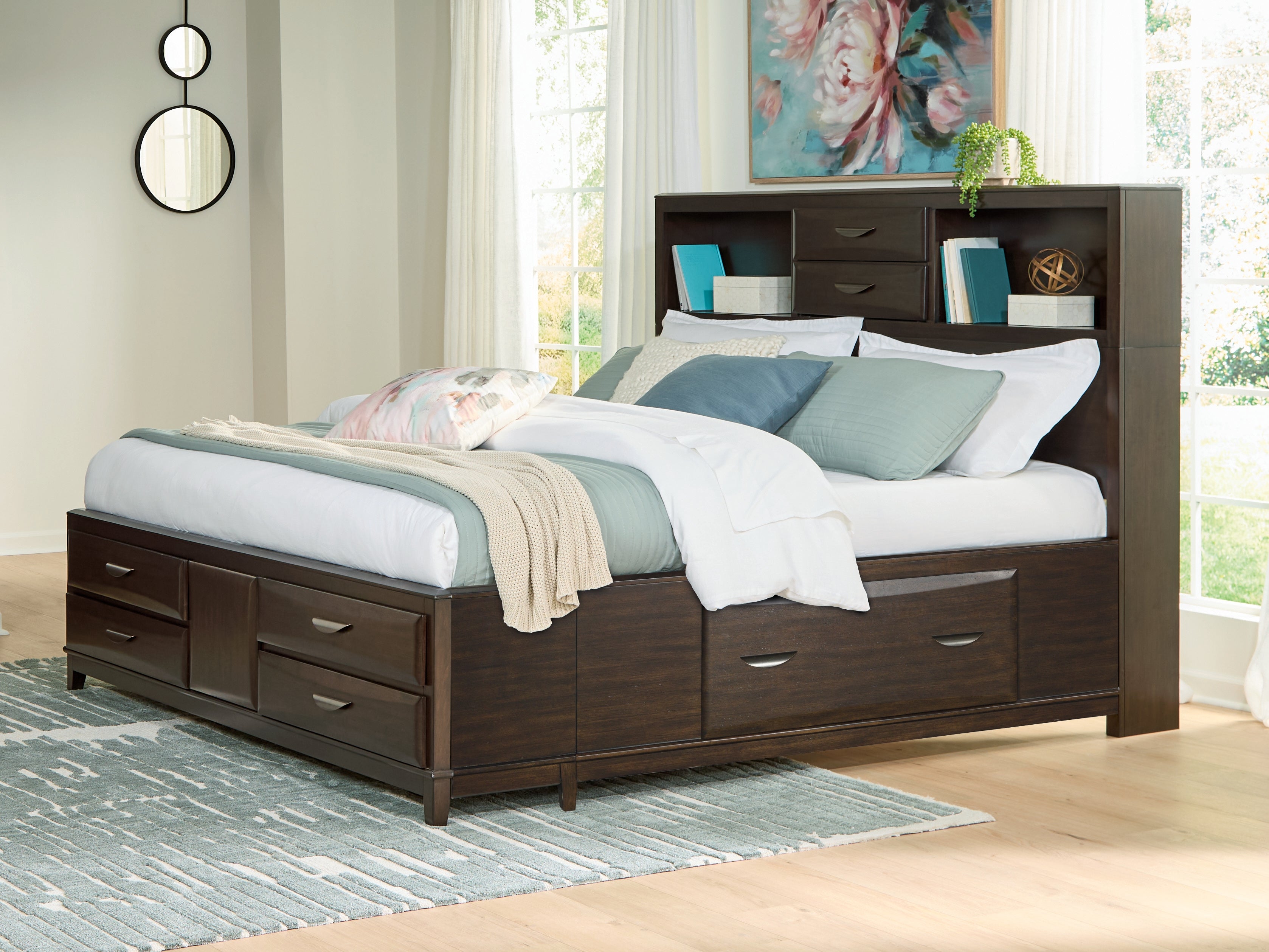 Family Deals Furniture - Ashley Furniture - Vanmore Bedroom - King Storage Bed / Dark Brown - B479B6