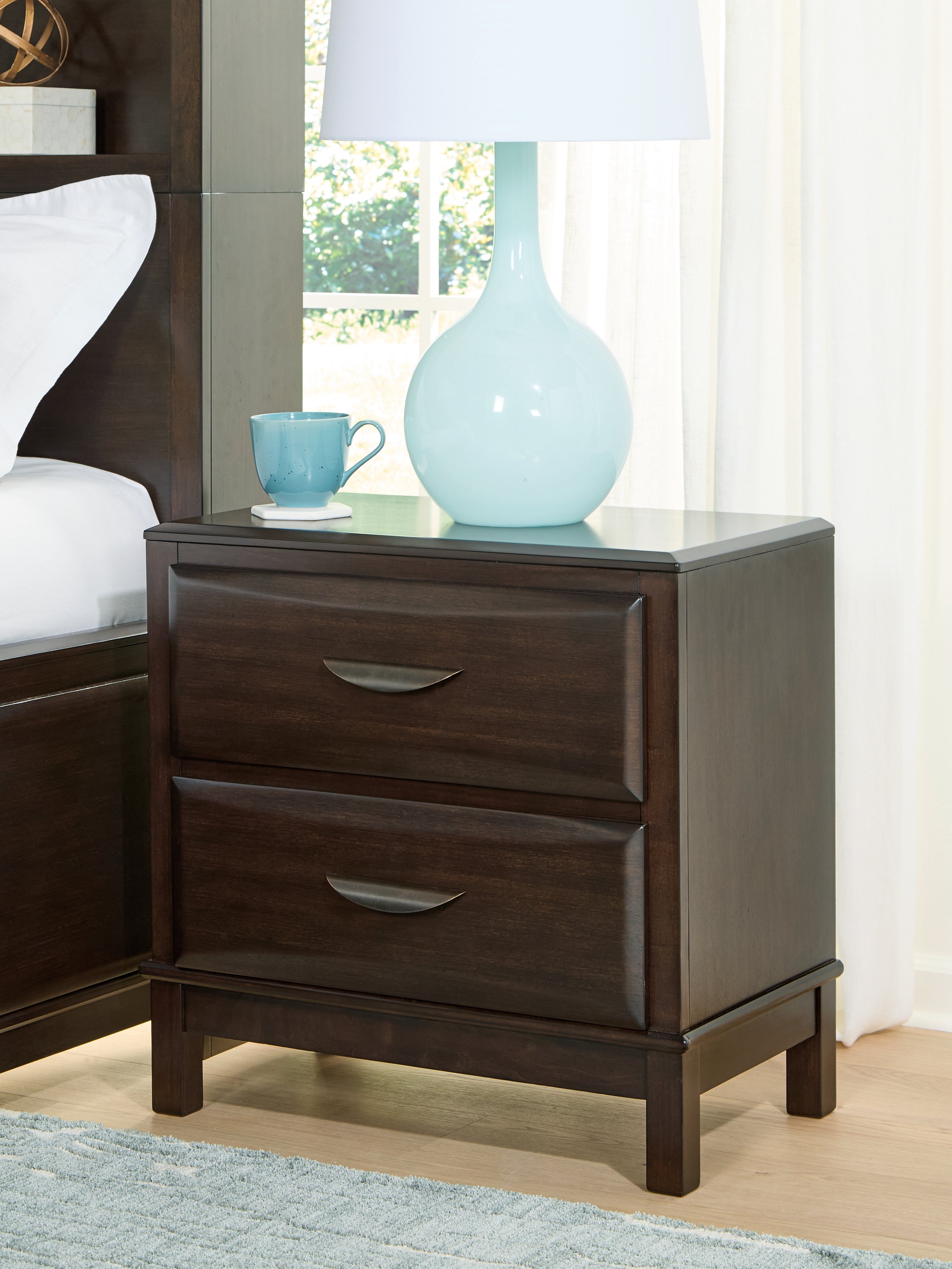 Family Deals Furniture - Ashley Furniture - Vanmore Bedroom - Two Drawer Night Stand / Dark Brown - B479-92