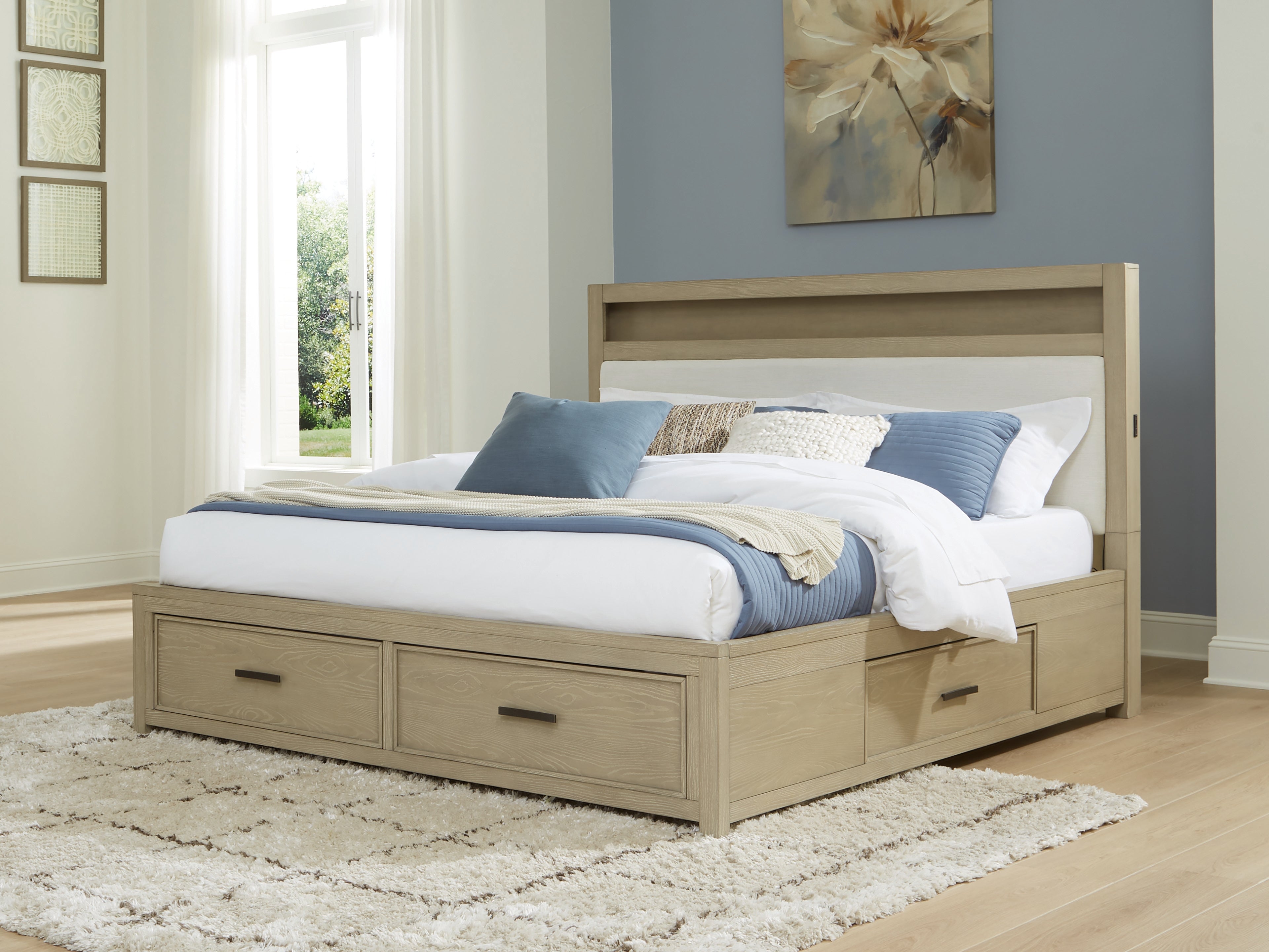 Family Deals Furniture - Ashley Furniture - Calmoro Bedroom - California King Bookcase Bed / Gray - B602B9