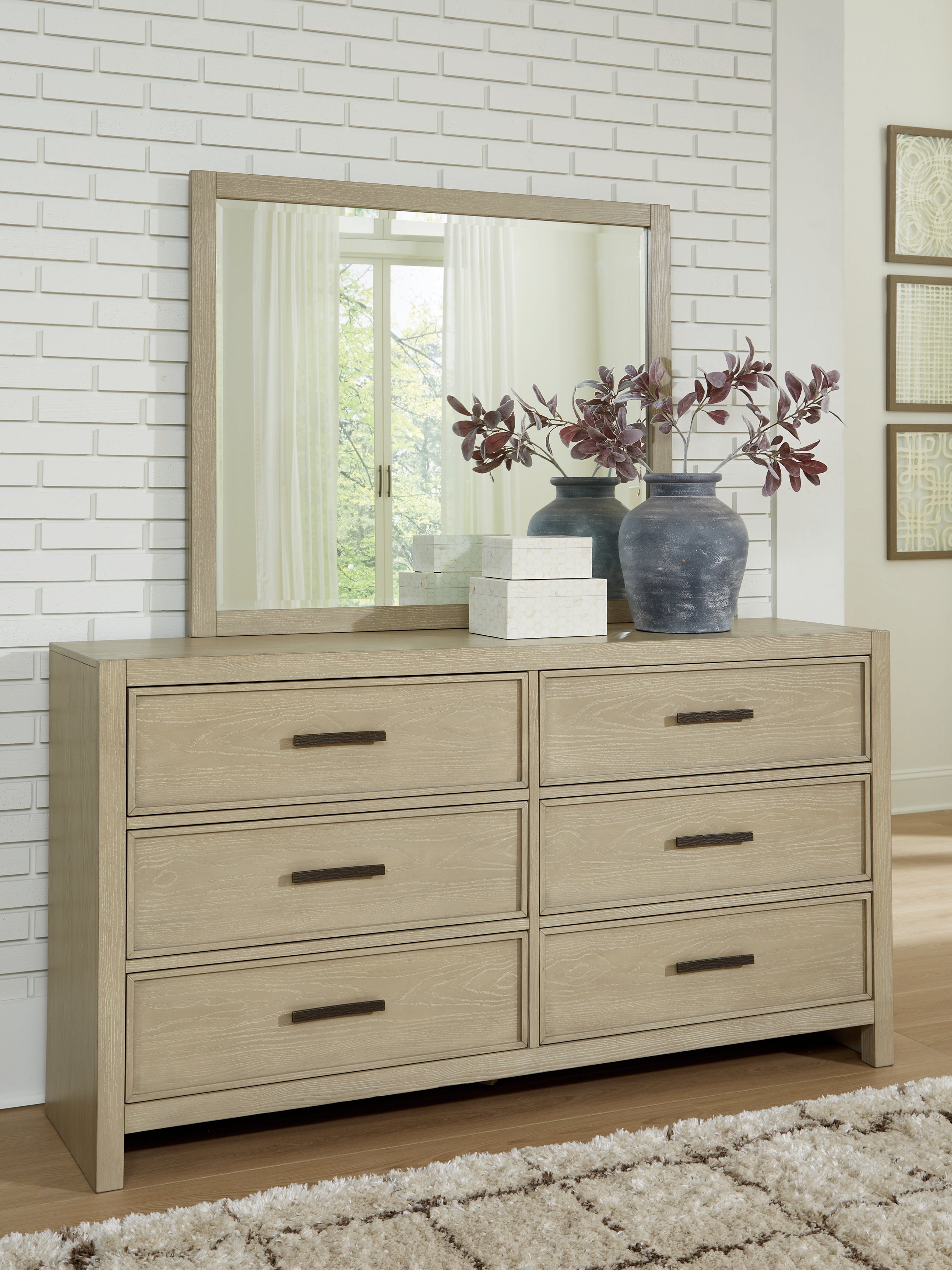 Family Deals Furniture - Ashley Furniture - Calmoro Bedroom - Dresser and Mirror / Gray - B602B1