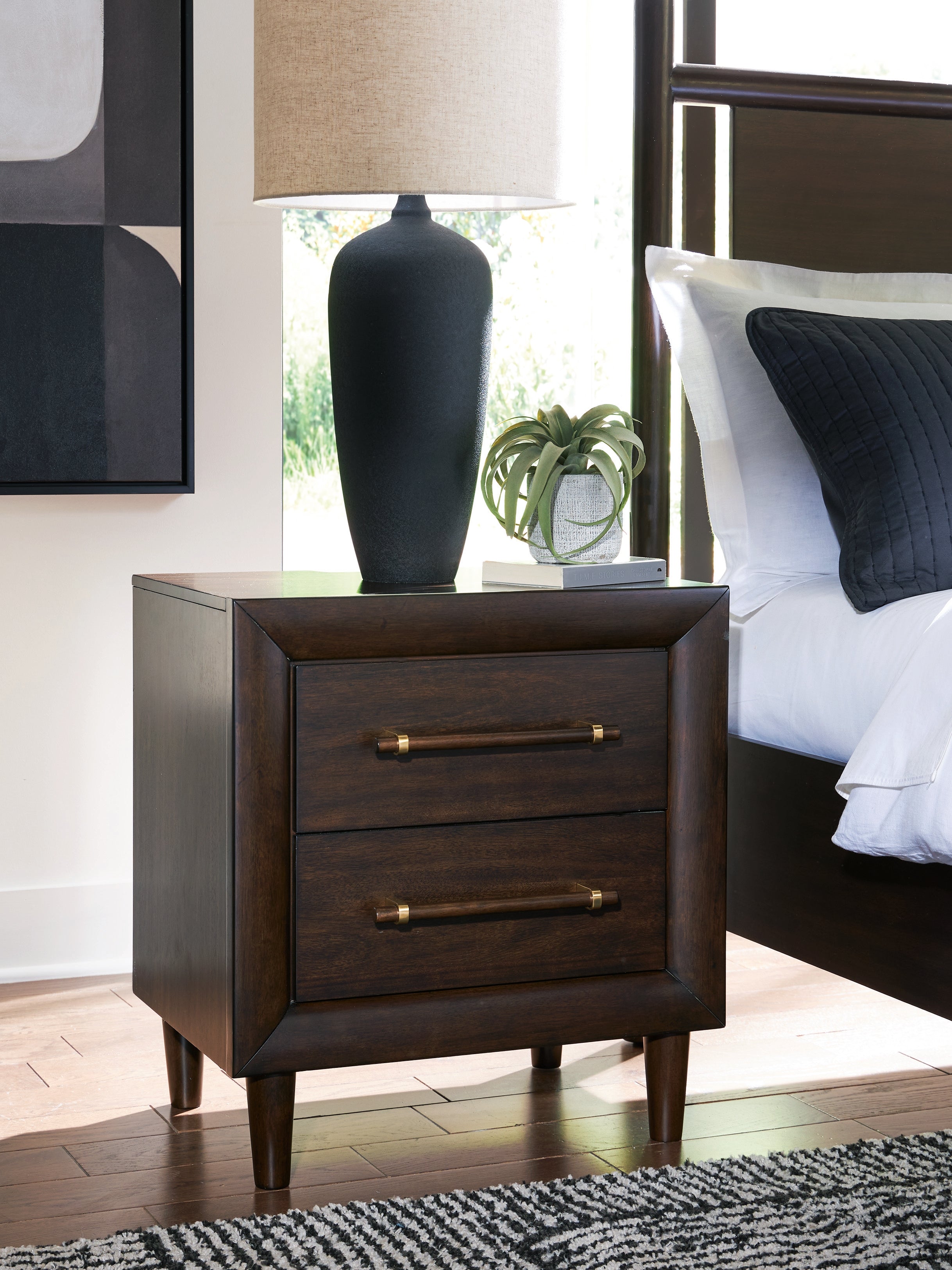 Family Deals Furniture - Ashley Furniture - Dantenton Bedroom - Two Drawer Night Stand / Merlot - B611-92