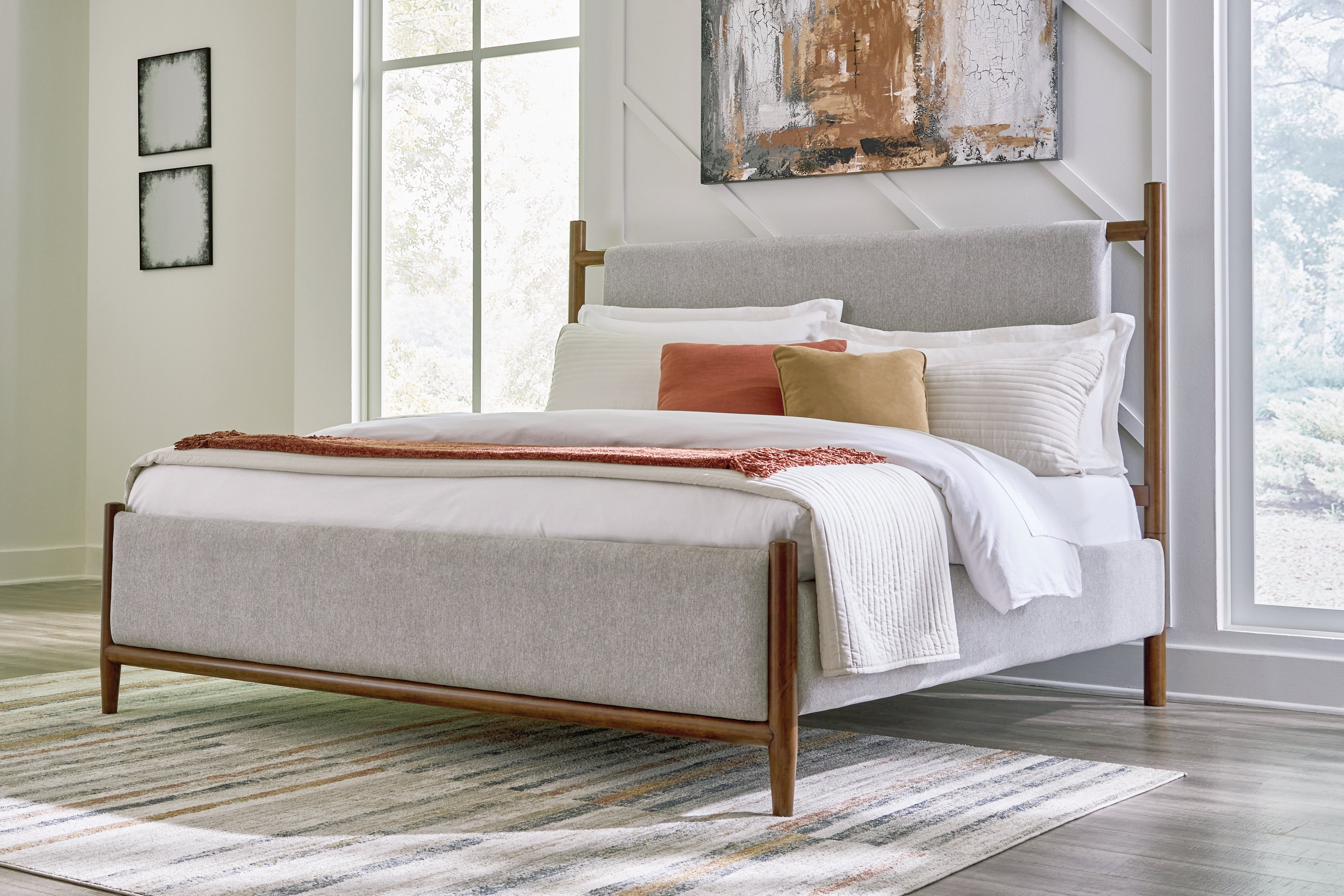 Family Deals Furniture - Ashley Furniture - Lyncott Bedroom - Queen Upholstered Panel Bed / Brown - B615B2