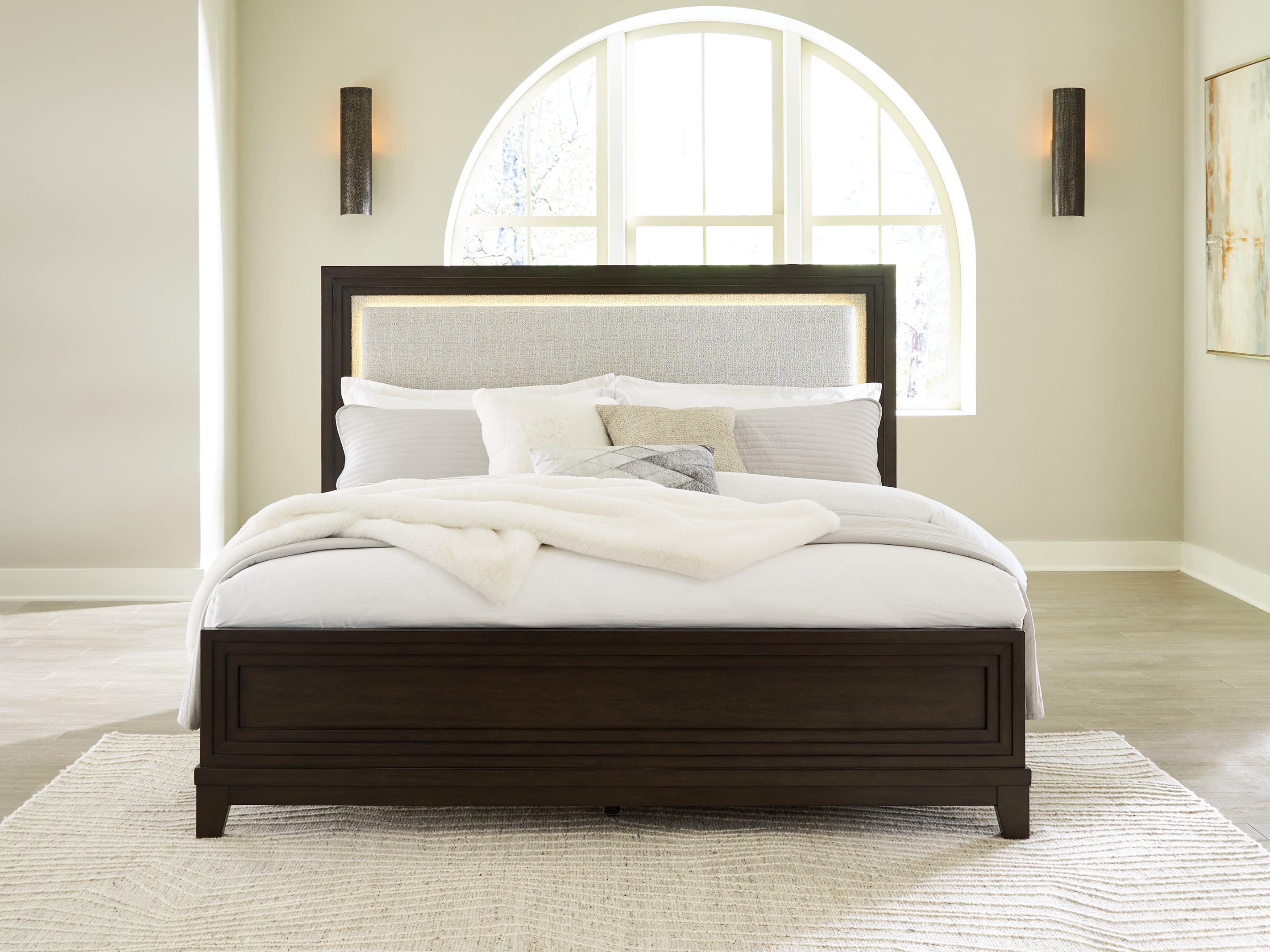 Family Deals Furniture - Ashley Furniture - Neymorton Bedroom - Queen Upholstered Panel Bed / Dark Grayish Brown - B618B2