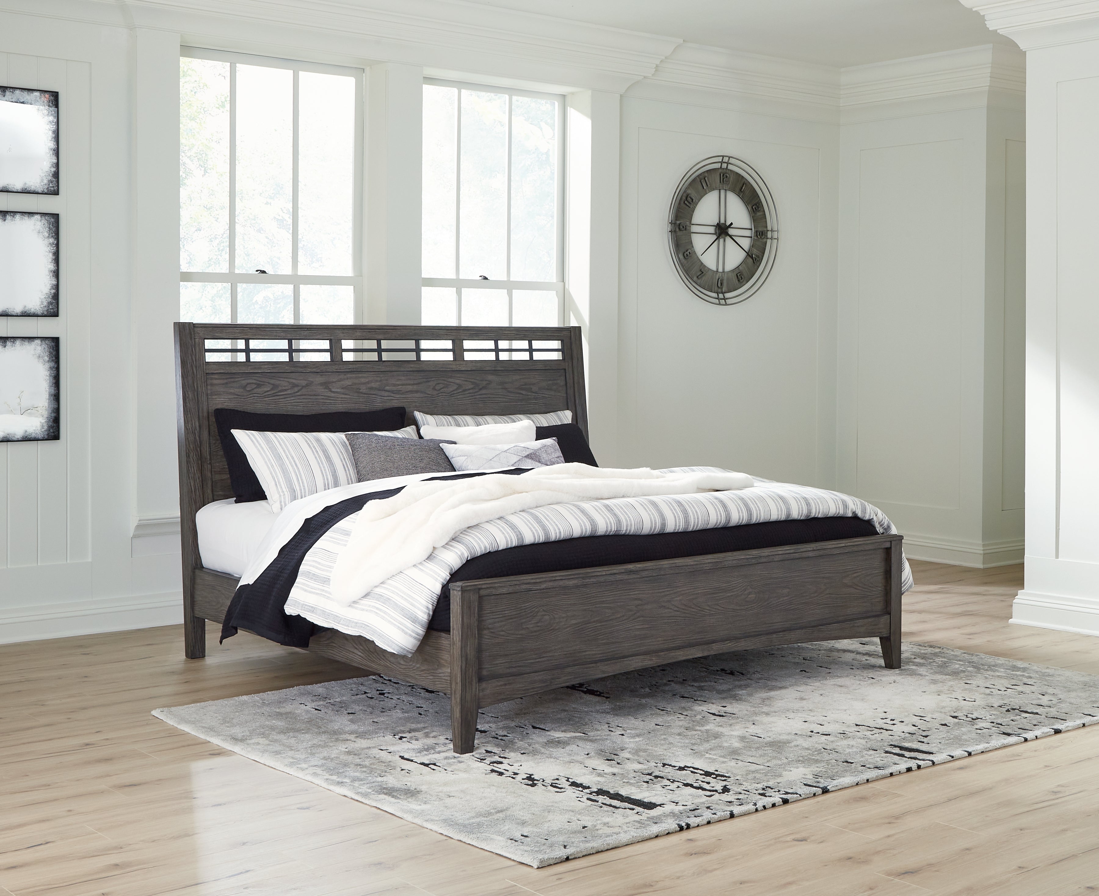 Family Deals Furniture - Ashley Furniture - Montillan Bedroom - King Panel Bed / Grayish Brown - B651B4