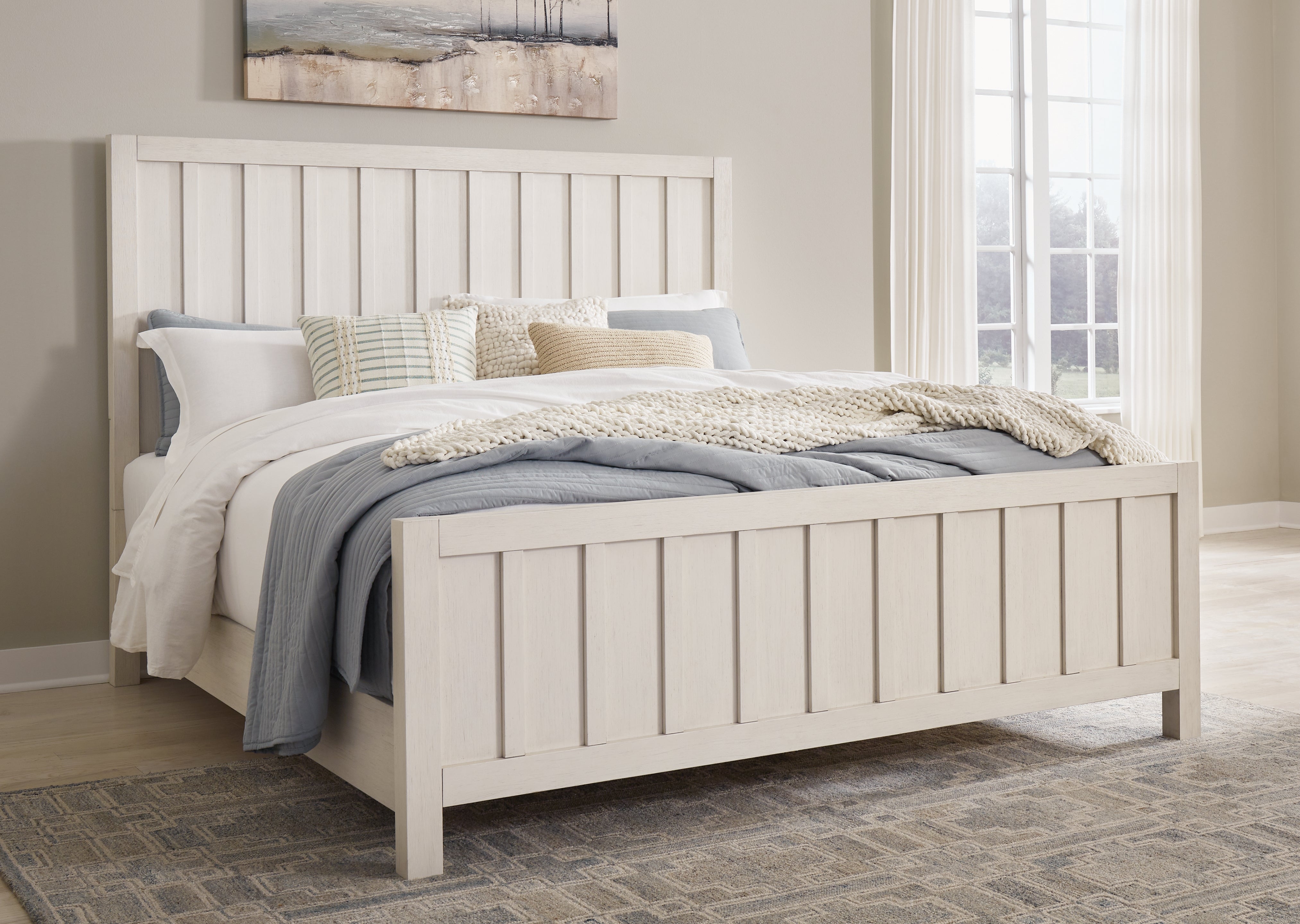 Family Deals Furniture - Ashley Furniture - Shaybrock Bedroom - California King Panel Bed / Antique White - B683B7