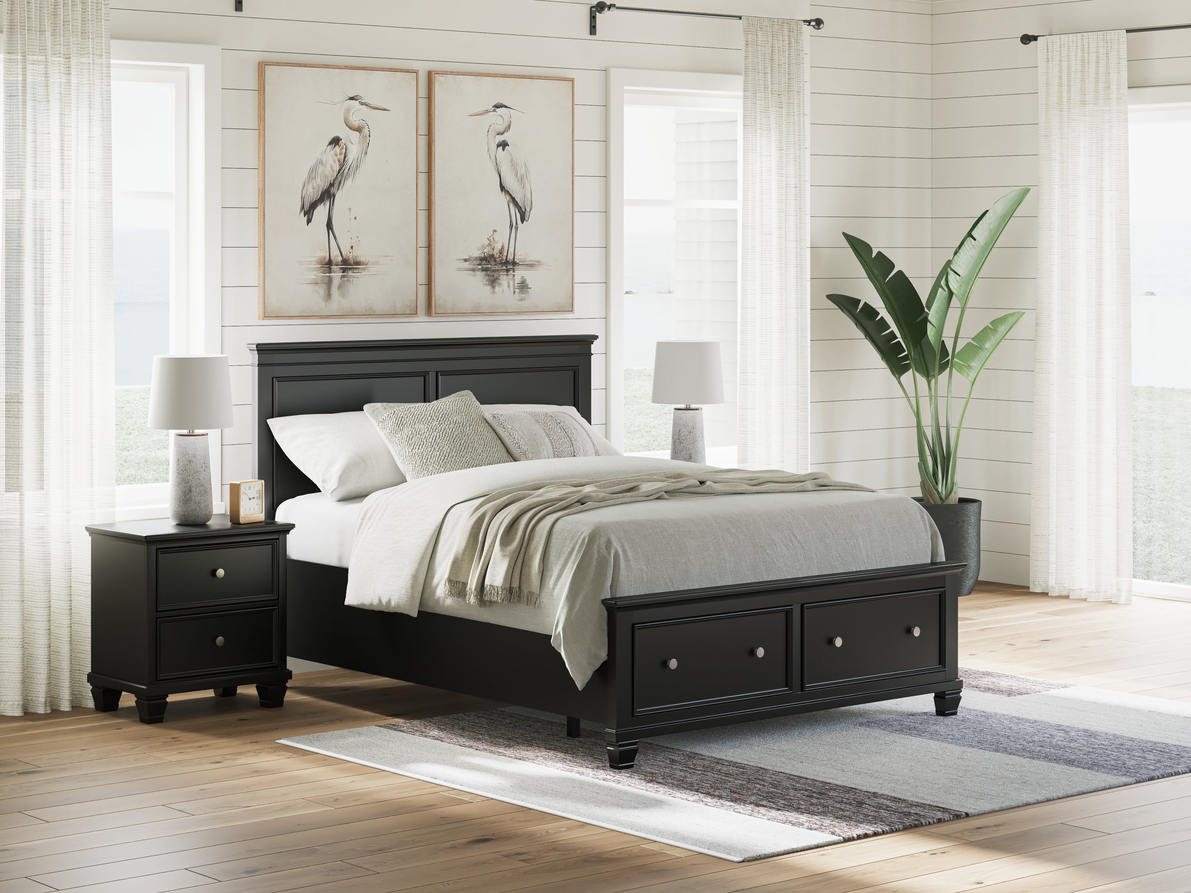 Family Deals Furniture - Ashley Furniture - Lanolee Bedroom - Queen Panel Storage Bed / Black - B687B17