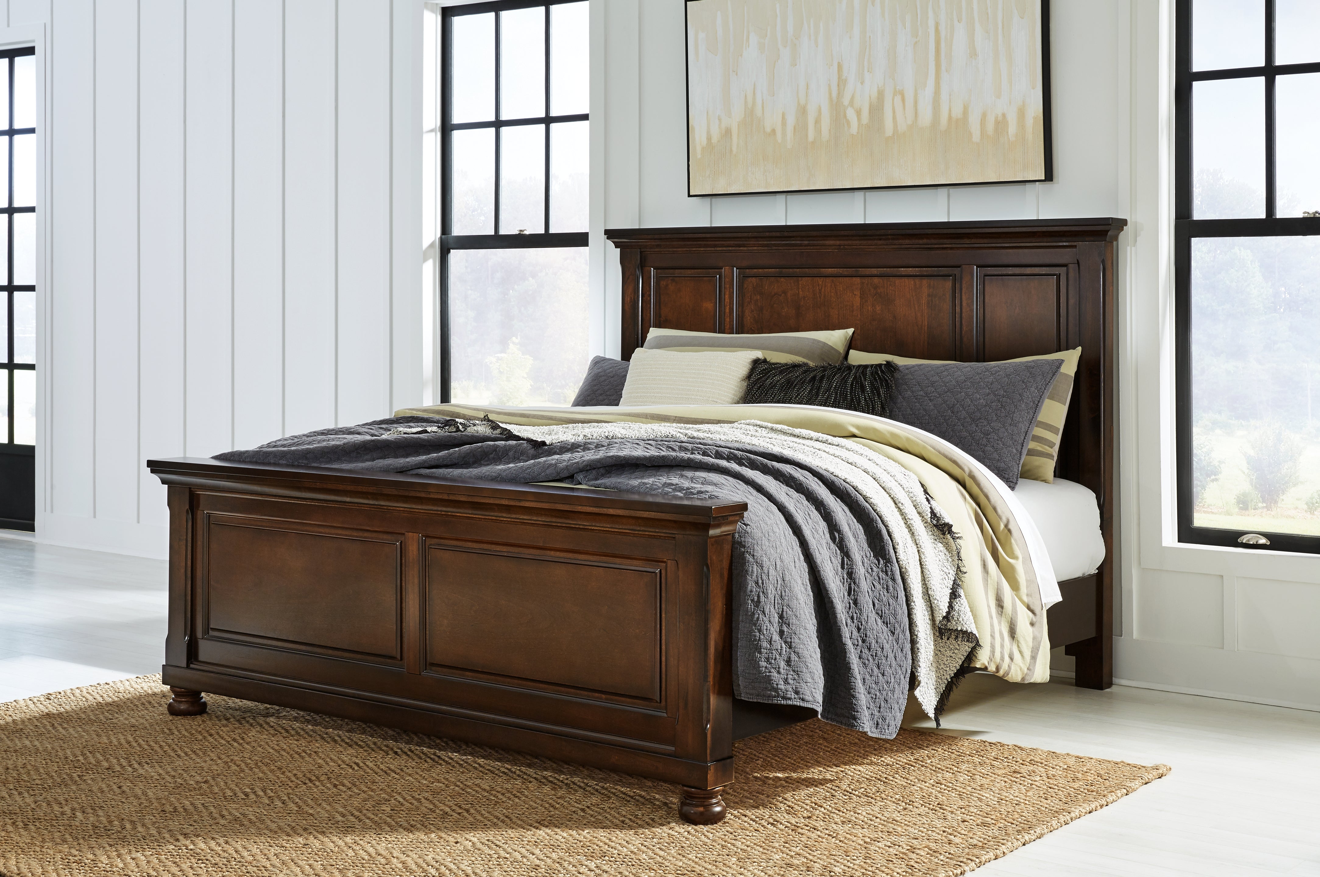 Family Deals Furniture - Ashley Furniture - Porter Bedroom - California King Panel Bed / Rustic Brown - B697B12
