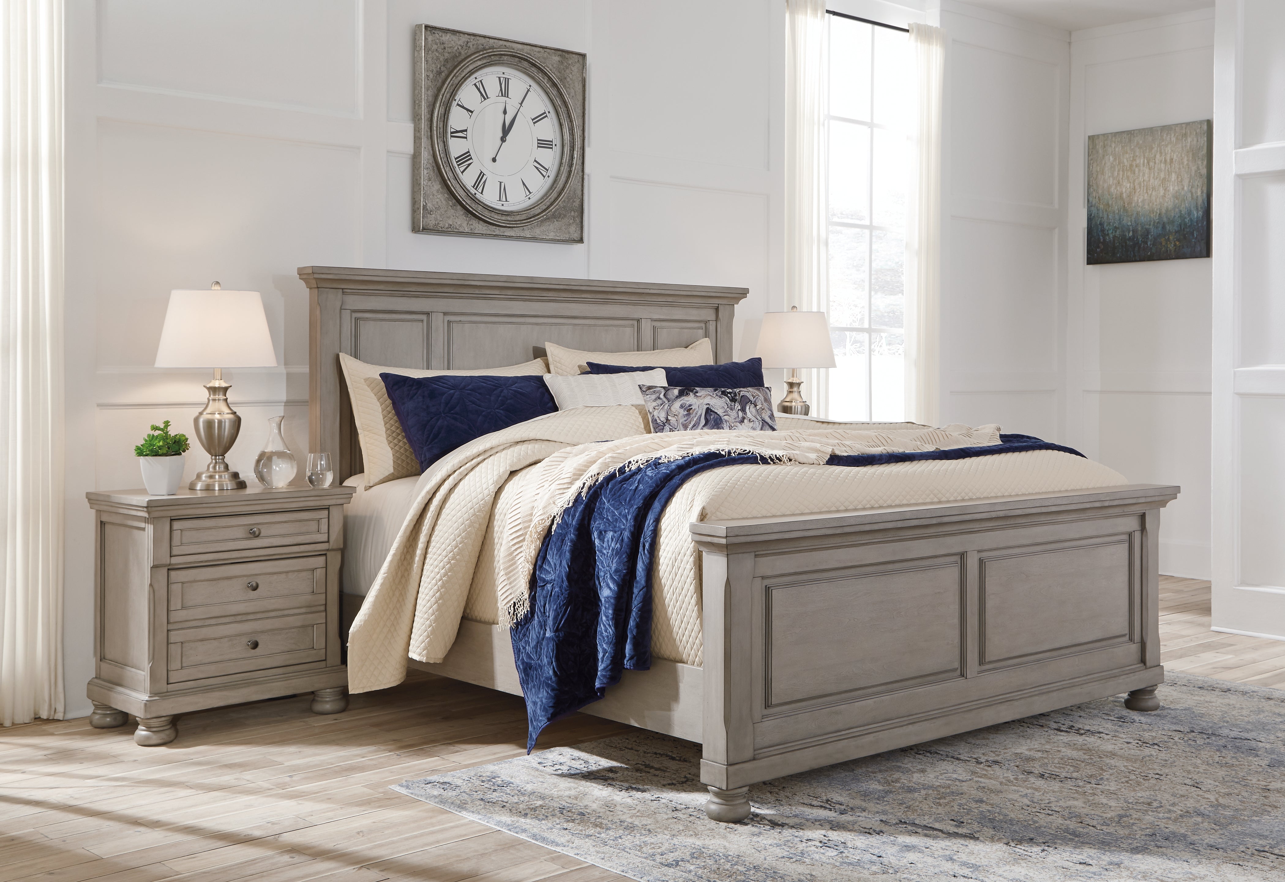 Family Deals Furniture - Ashley Furniture - Lettner Bedroom - King Panel Bed / Light Gray - B733B6