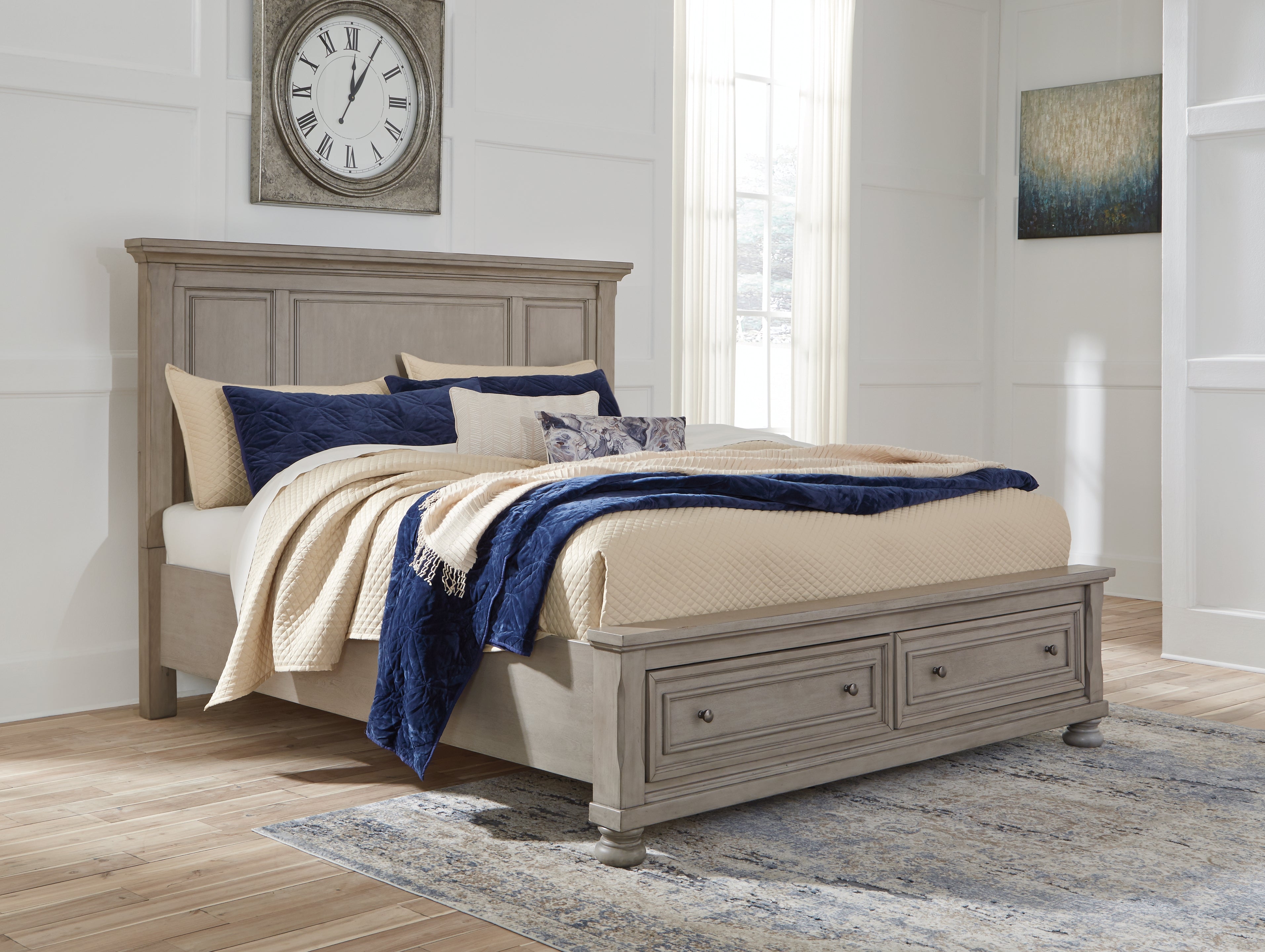 Family Deals Furniture - Ashley Furniture - Lettner Bedroom - Queen Panel Storage Bed / Light Gray - B733B31