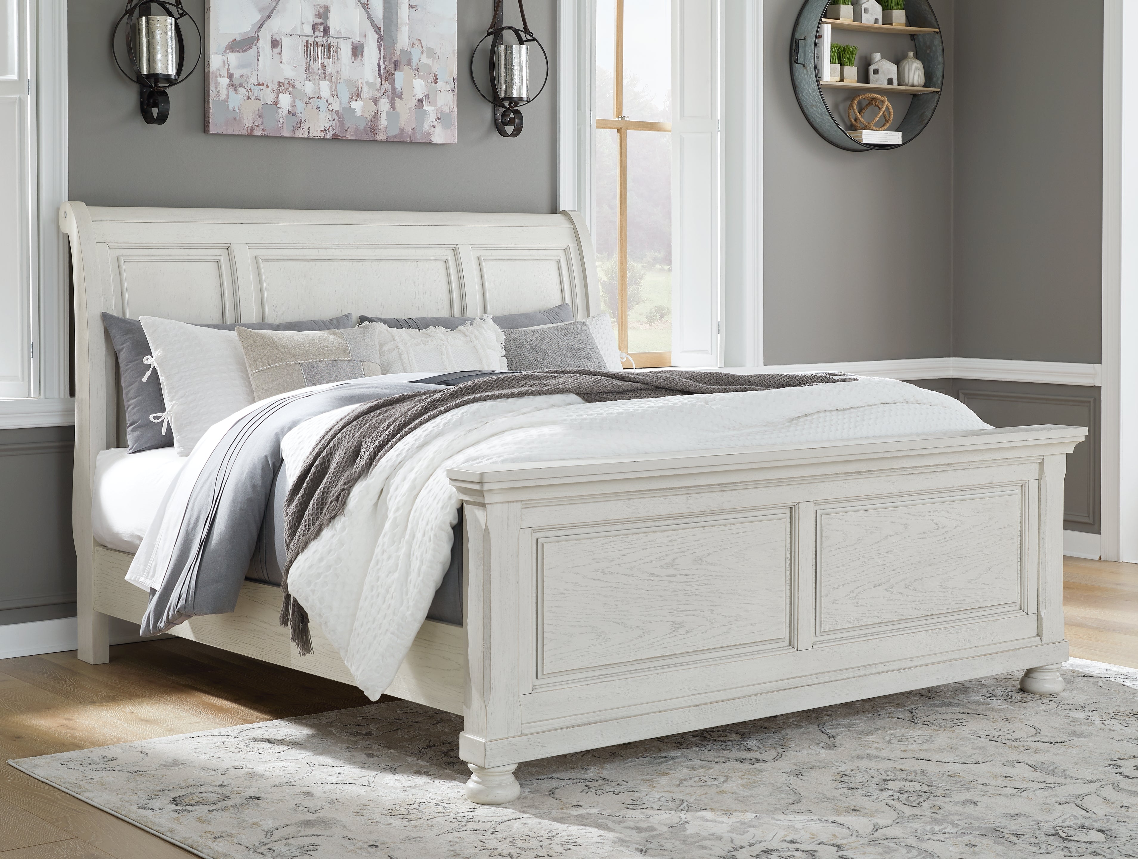 Family Deals Furniture - Ashley Furniture - Robbinsdale Bedroom - King Sleigh Bed / Antique White - B742B22