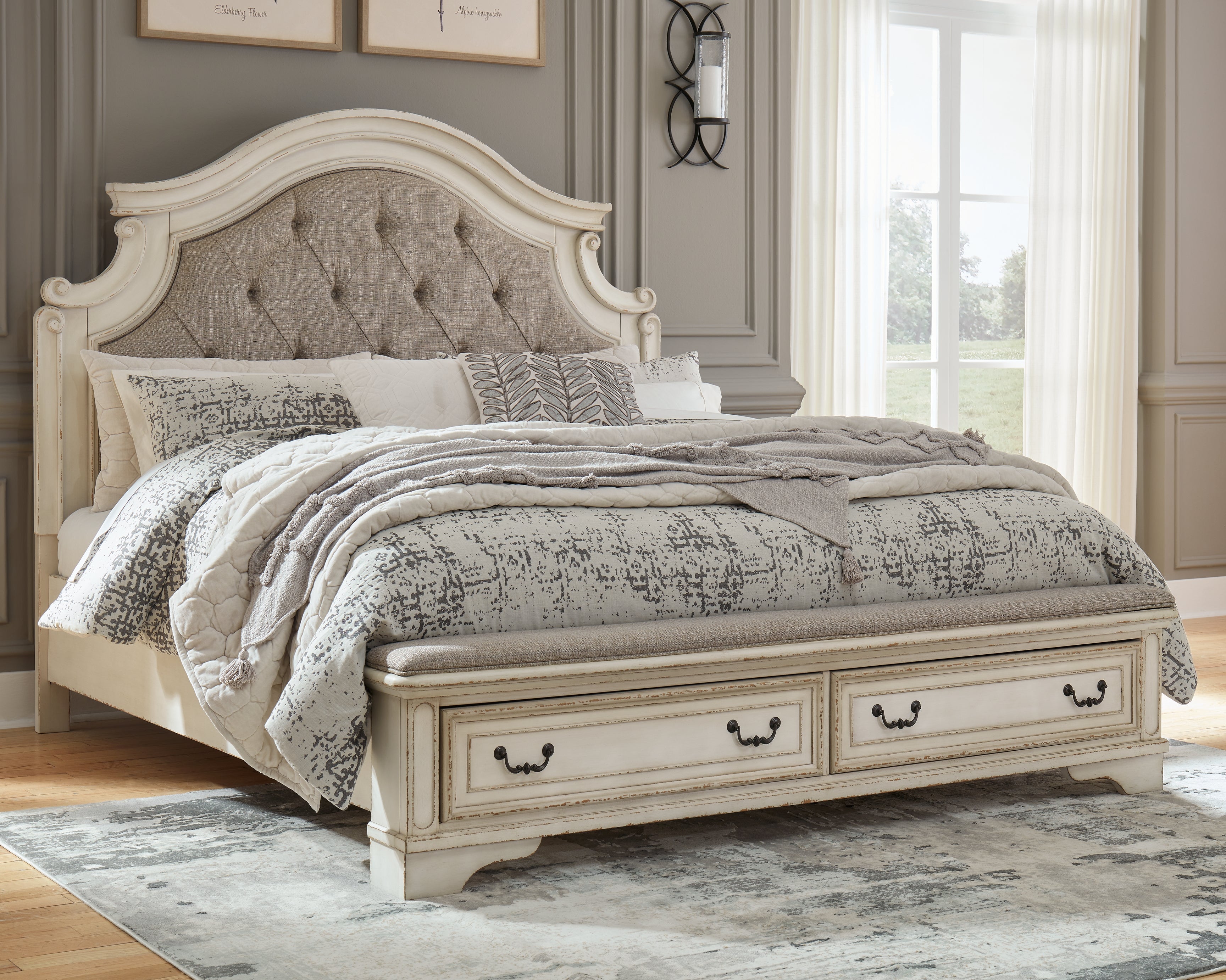 Family Deals Furniture - Ashley Furniture - Realyn Bedroom - California King Upholstered Storage Bed / Two-tone - B743B21
