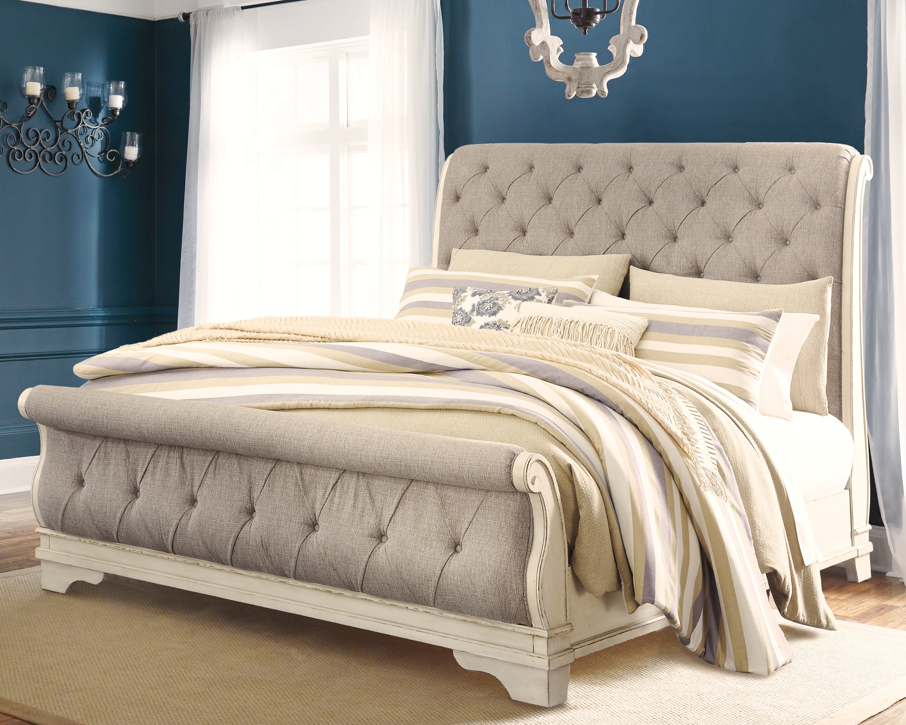 Family Deals Furniture - Ashley Furniture - Realyn Bedroom - King Sleigh Bed / Chipped White - B743B11
