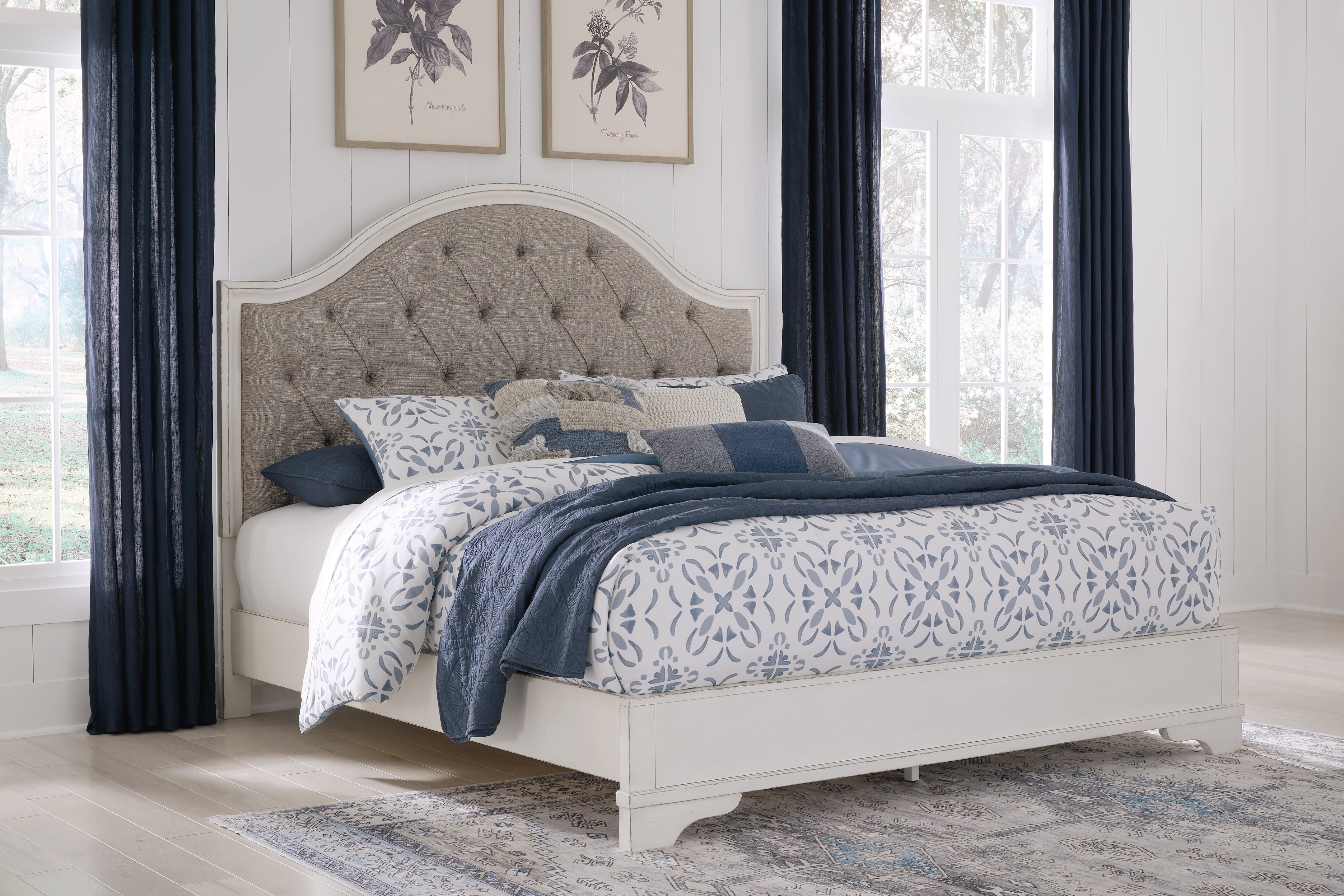 Family Deals Furniture - Ashley Furniture - Blendon Bedroom - King Upholstered Panel Bed / Rustic Brown - B747B3