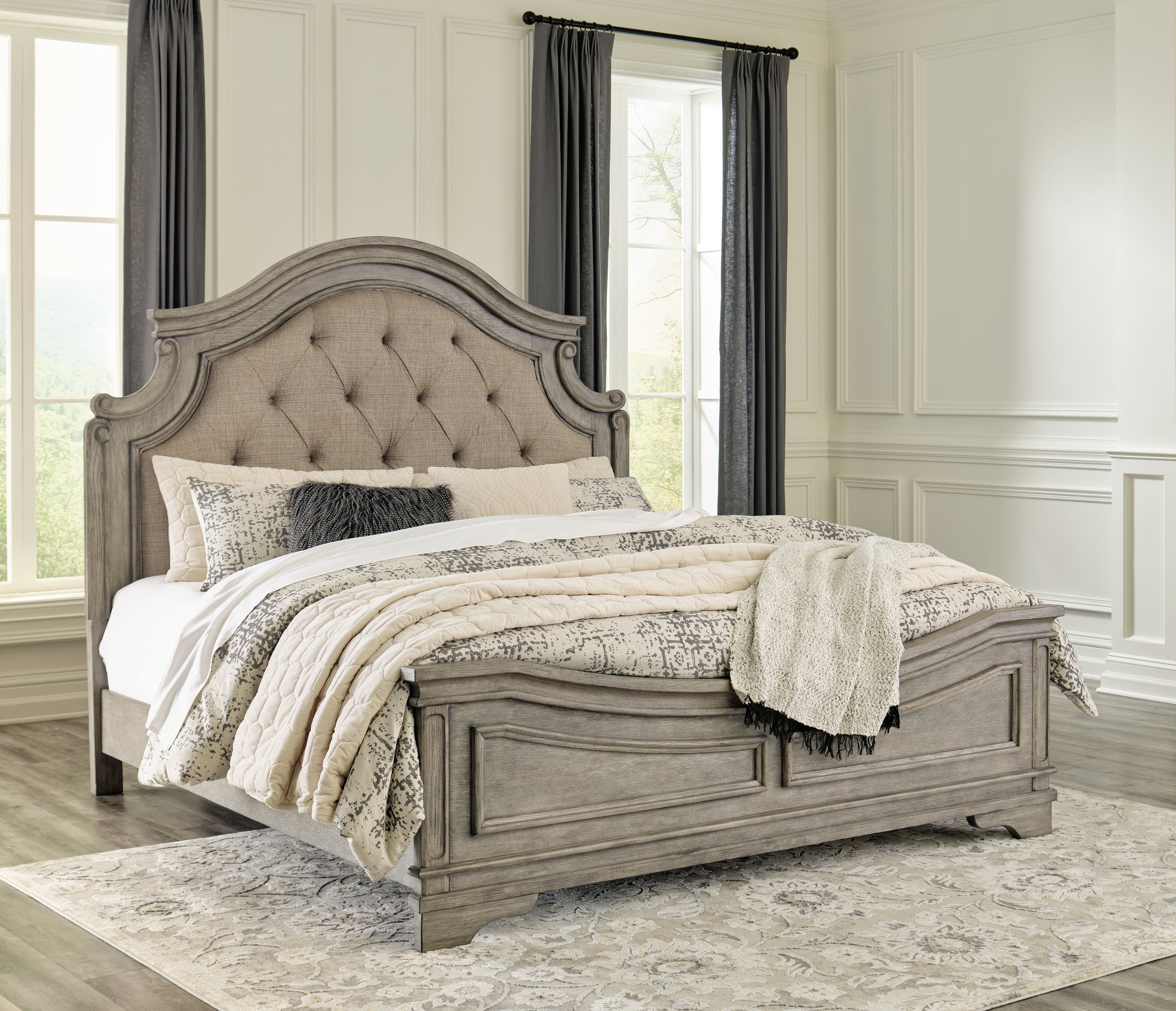 Family Deals Furniture - Ashley Furniture - Lodenbay Bedroom - King Panel Bed / Antique Gray - B751B4