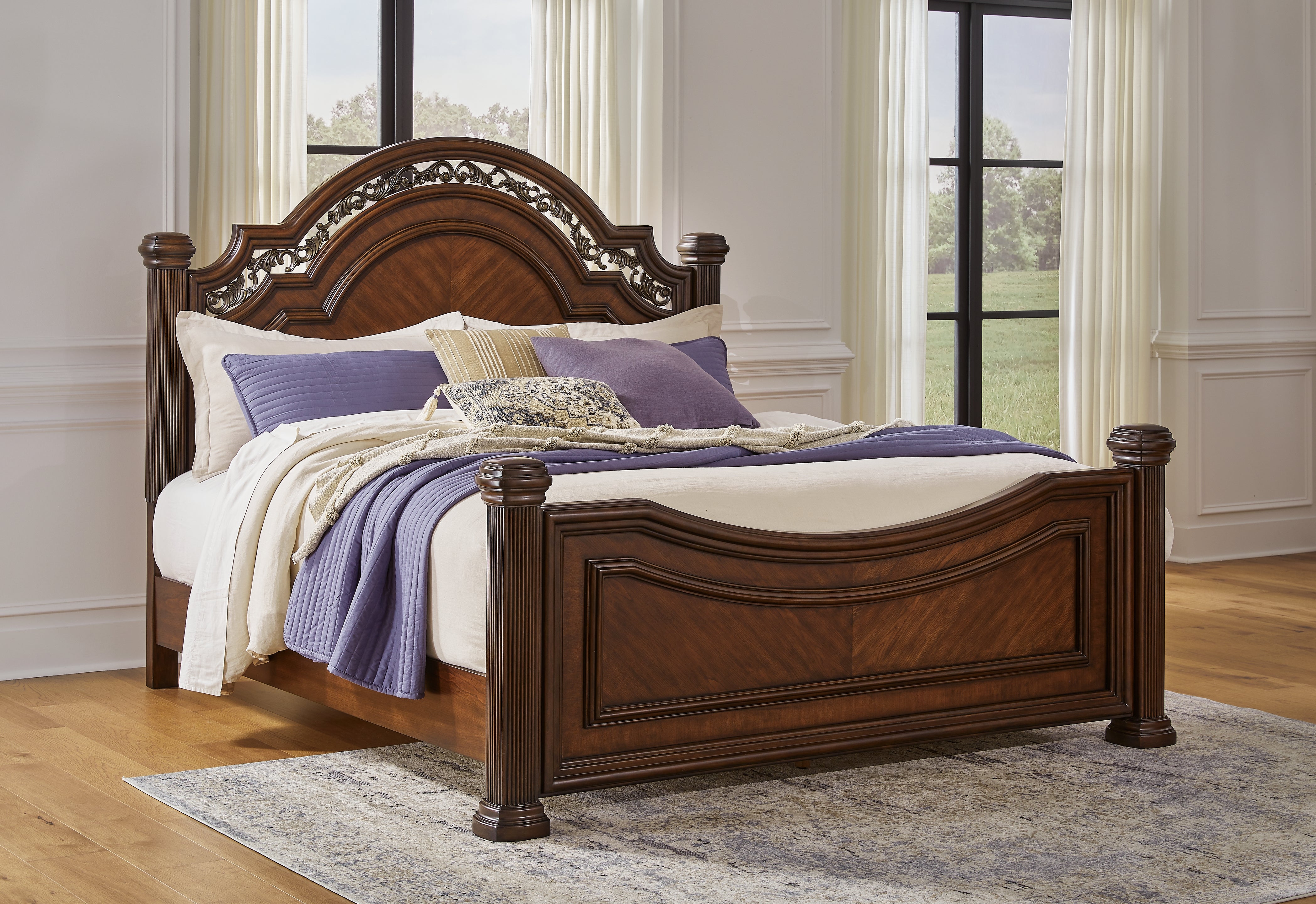 Family Deals Furniture - Ashley Furniture - Lavinton Bedroom - King Poster Bed / Brown - B764B9