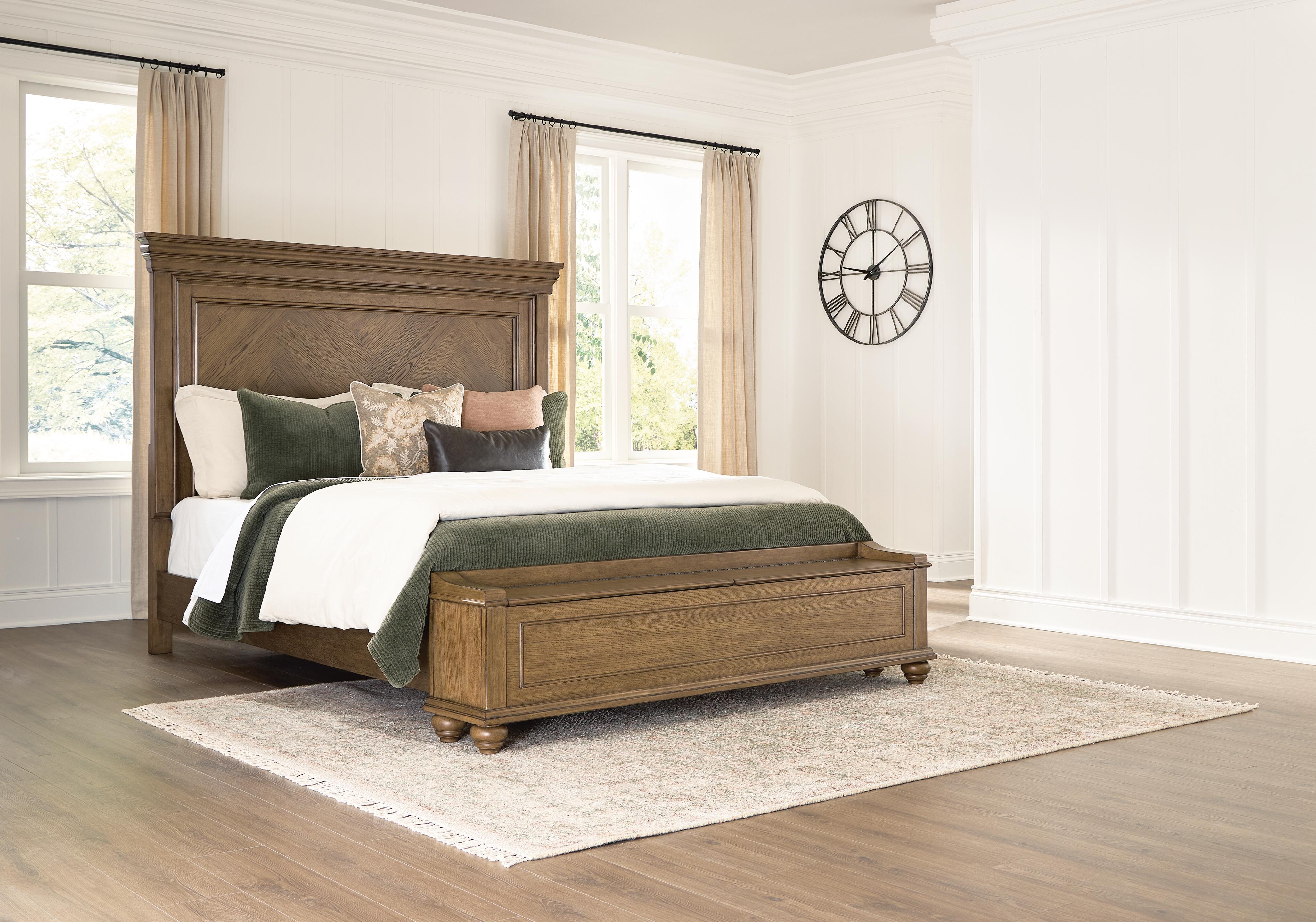 Family Deals Furniture - Ashley Furniture - Karallin Bedroom - California King Panel Storage Bed / Medium Brown - PCB782B9