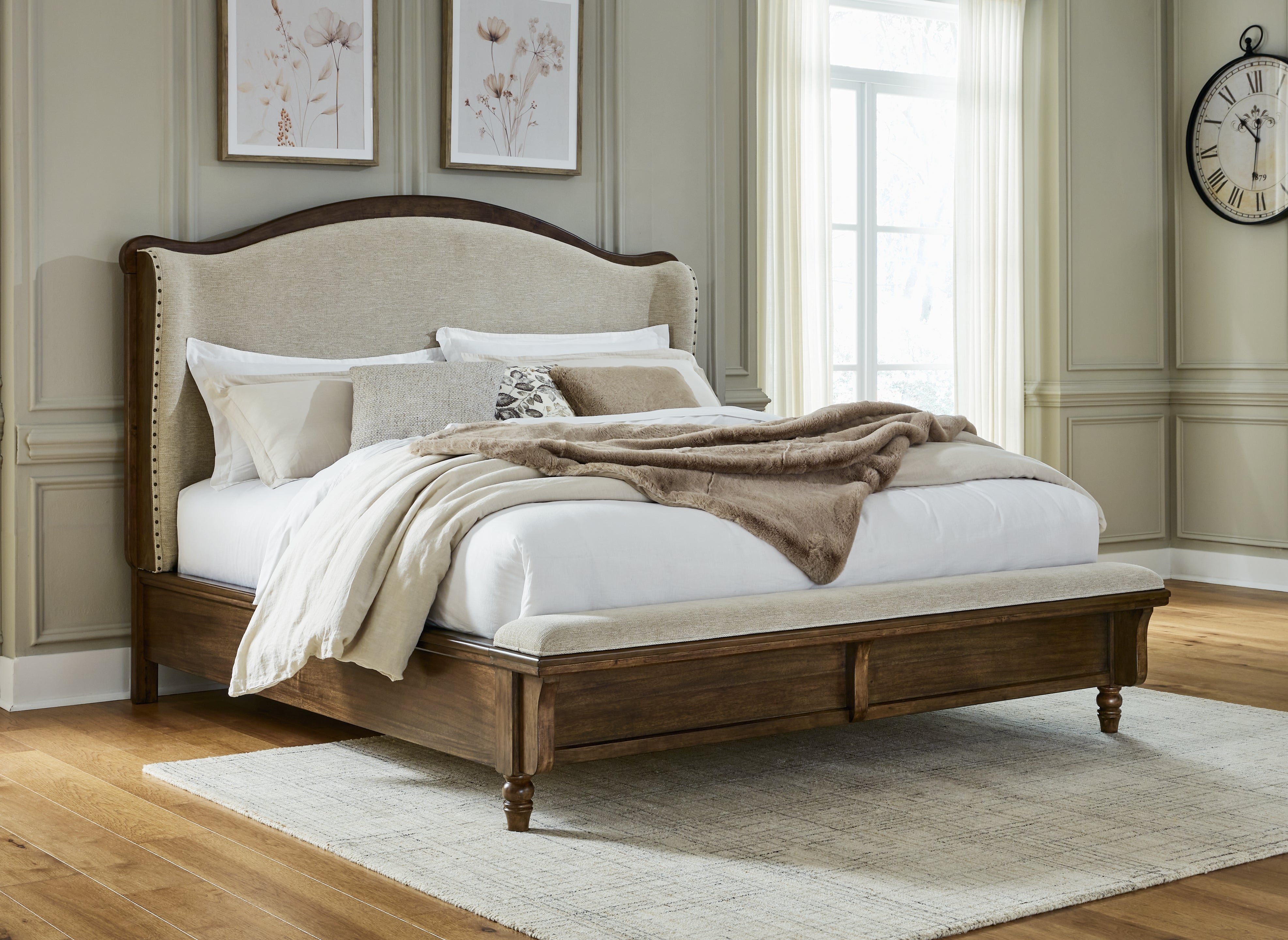 Family Deals Furniture - Ashley Furniture - Sturlayne Bedroom - King Upholstered Panel Bed / Brown - B787B4