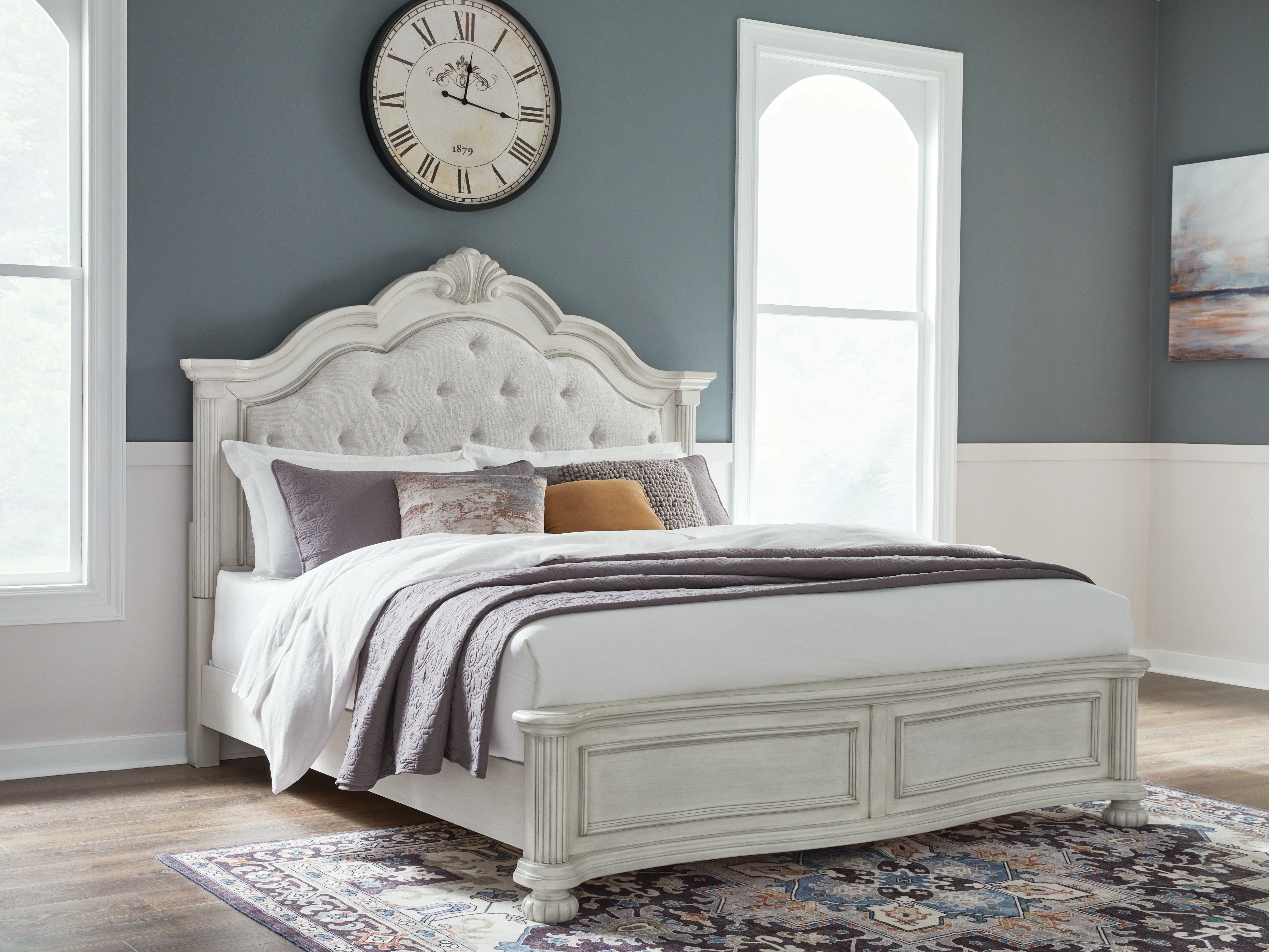 Family Deals Furniture - Ashley Furniture - Montelaine Bedroom - California King Upholstered Panel Bed / Antique White - B795B7
