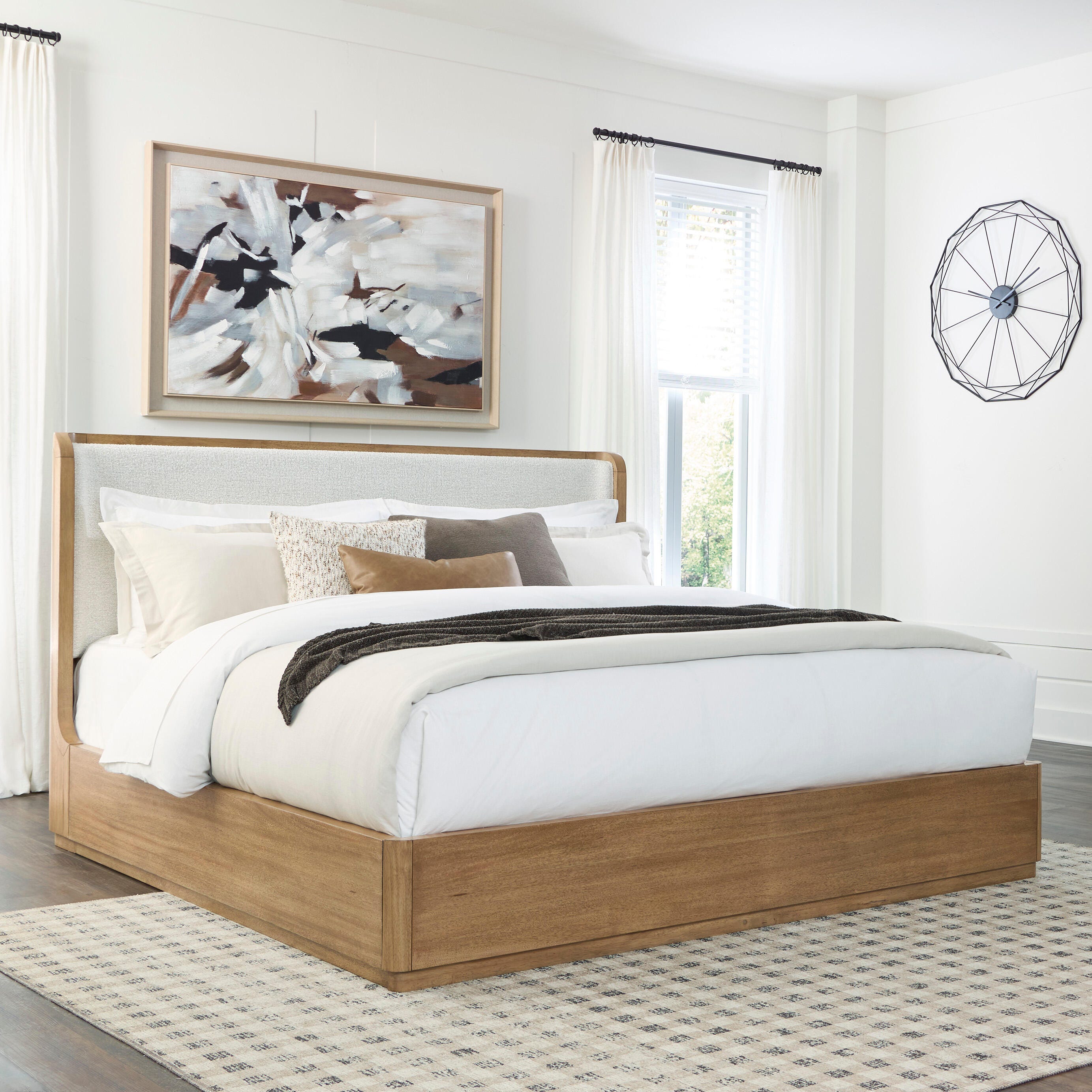 Family Deals Furniture - Ashley Furniture - Pamaria Bedroom - California King Upholstered Panel Bed / Light Brown - PCB802B8