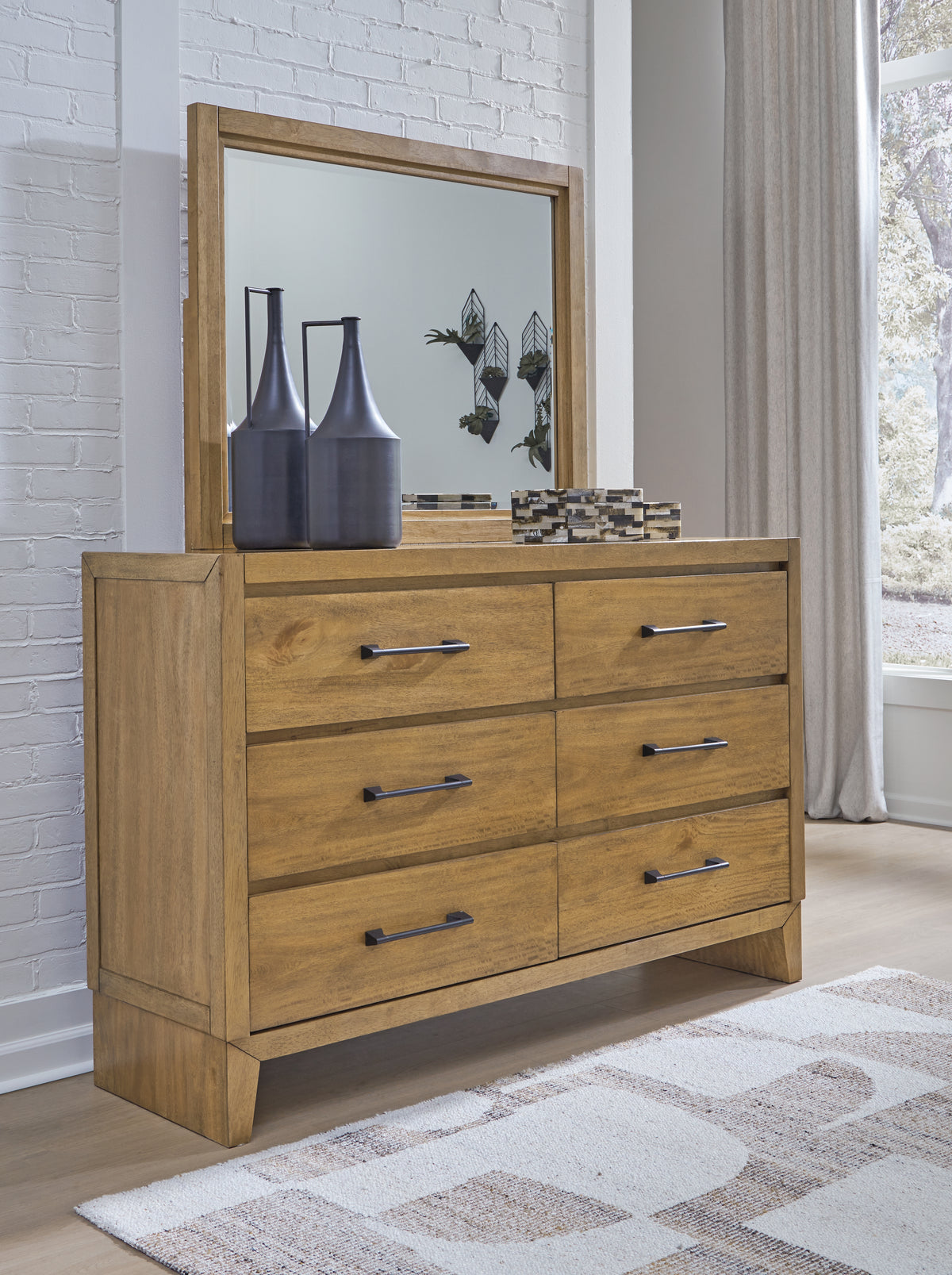 Family Deals Furniture - Ashley Furniture - Sherbana Bedroom - Dresser and Mirror / Light Brown - B833B1
