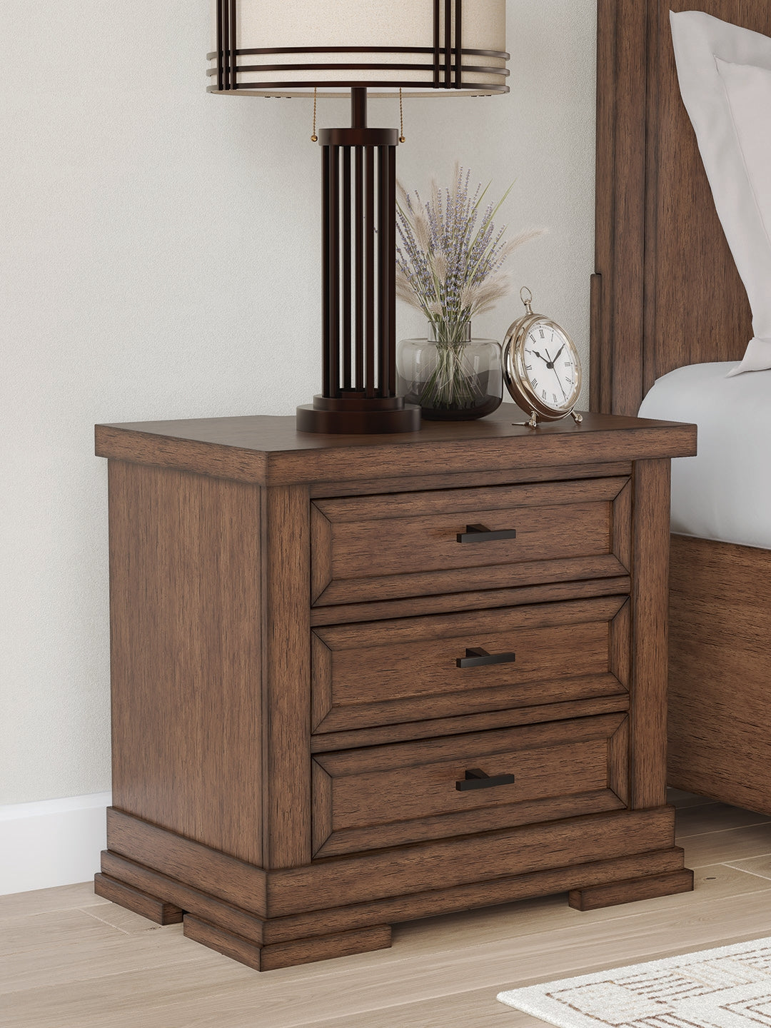 Family Deals Furniture - Ashley Furniture - Taffenbrook Bedroom - Three Drawer Night Stand / Medium Brown - B849-93
