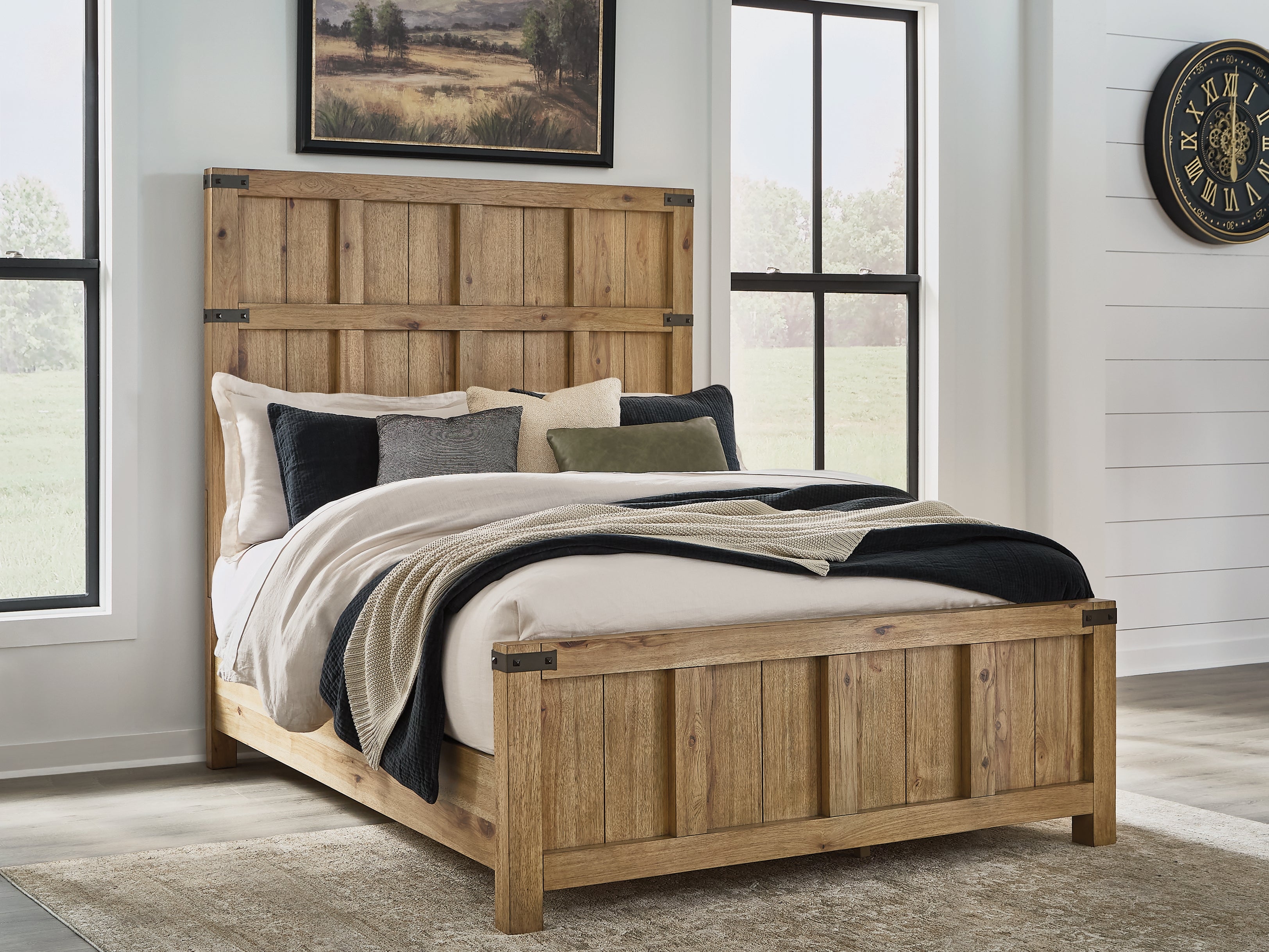 Family Deals Furniture - Ashley Furniture - Ridgester Bedroom - Queen Panel Bed / Light Brown - B858B2
