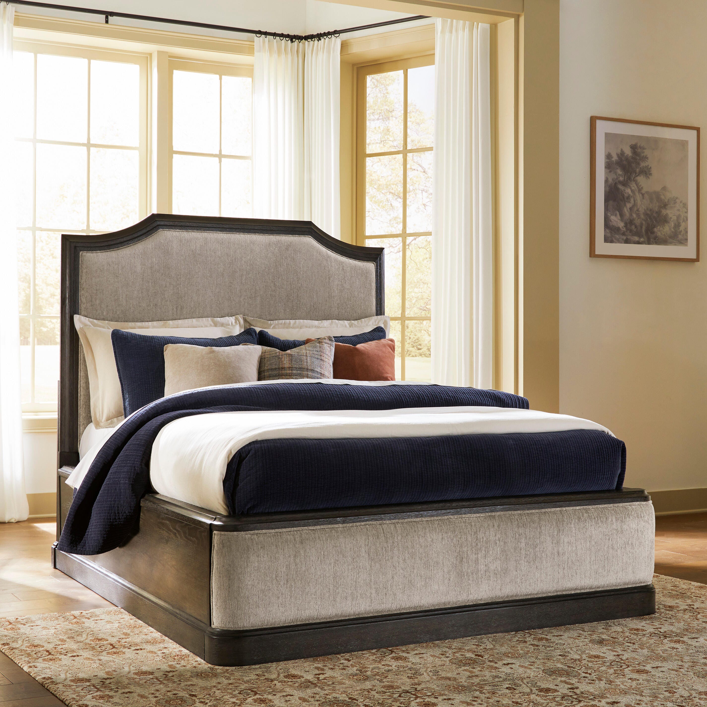 Family Deals Furniture - Ashley Furniture - Wickenger Bedroom - Queen Upholstered Panel Bed / Dark Brown - PCB889B2