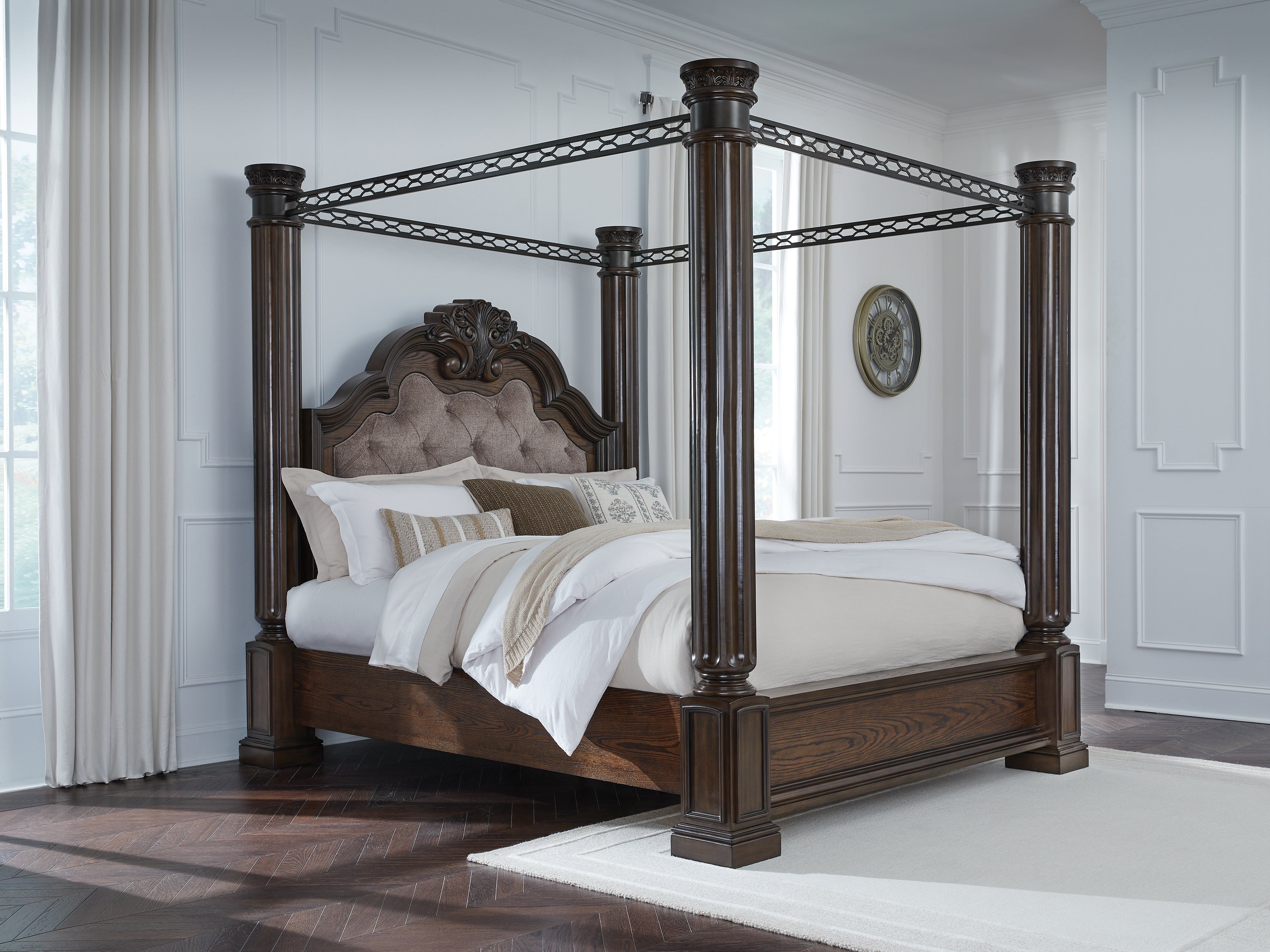 Family Deals Furniture - Ashley Furniture - Maylee Bedroom - California King Canopy Bed / Dark Brown - B947B11