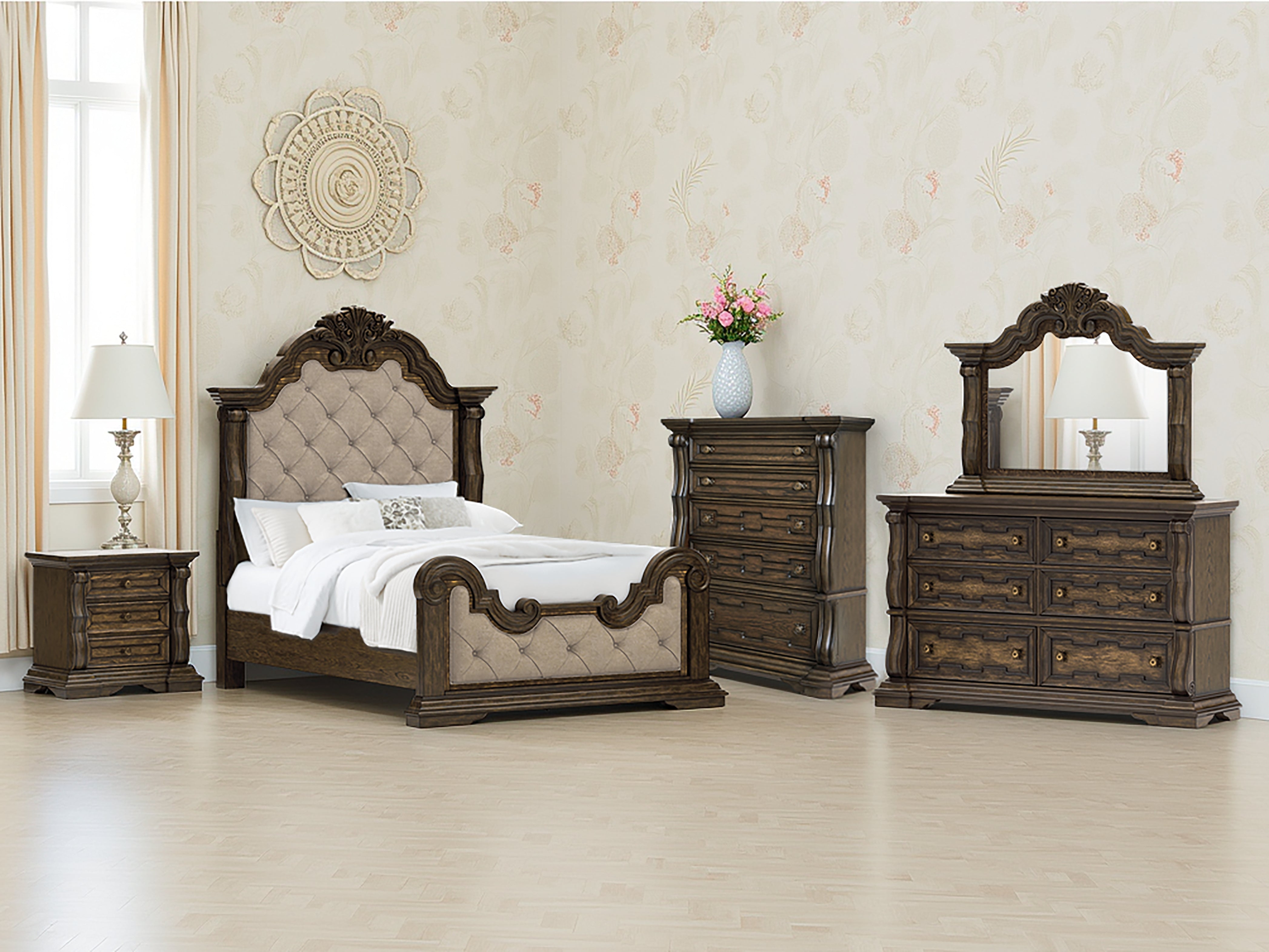 Family Deals Furniture - Ashley Furniture - Maylee Bedroom - Queen Upholstered Bed / Dark Brown - B947B2