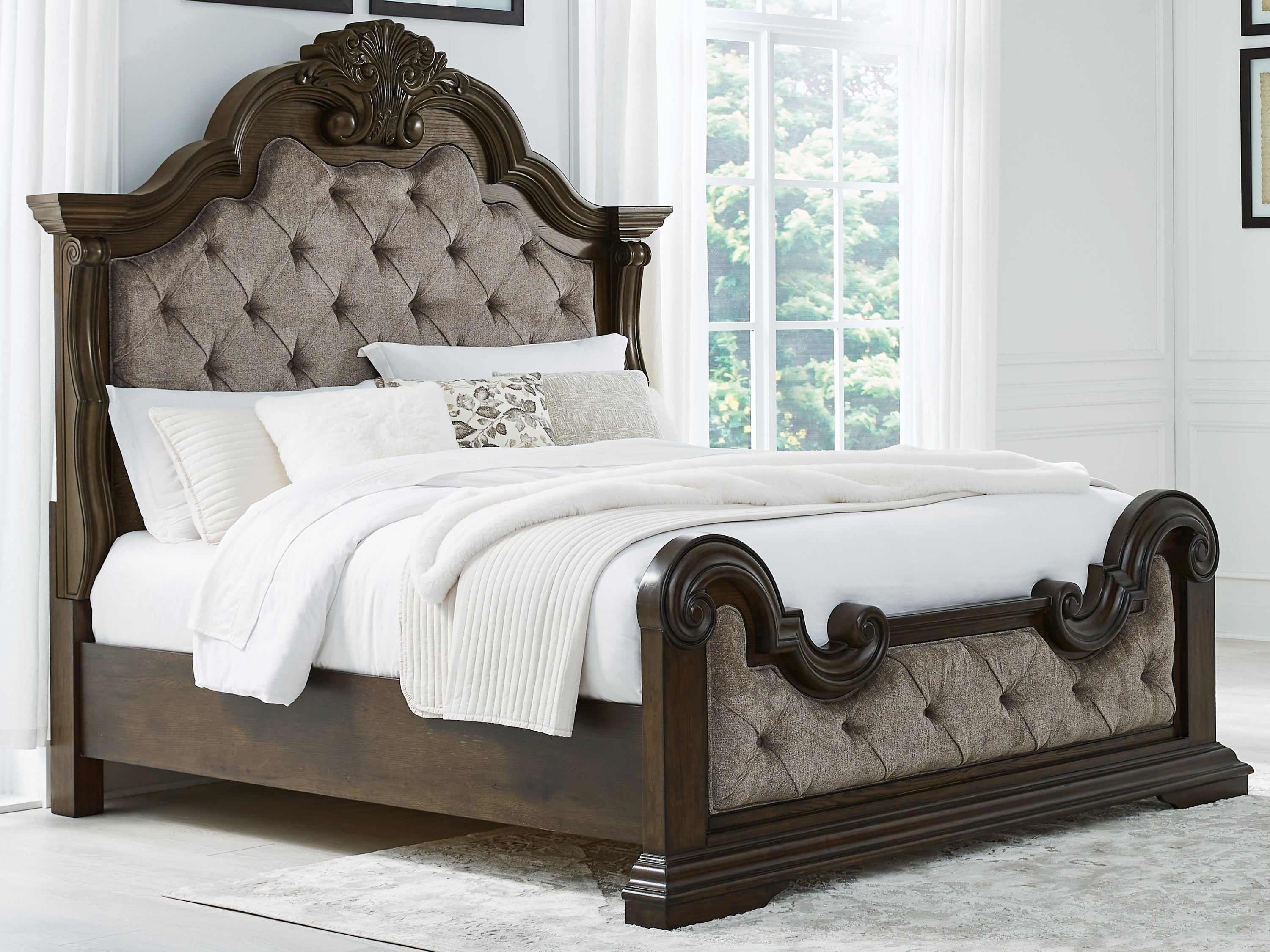 Family Deals Furniture - Ashley Furniture - Maylee Bedroom - California King Upholstered Bed / Dark Brown - B947B5