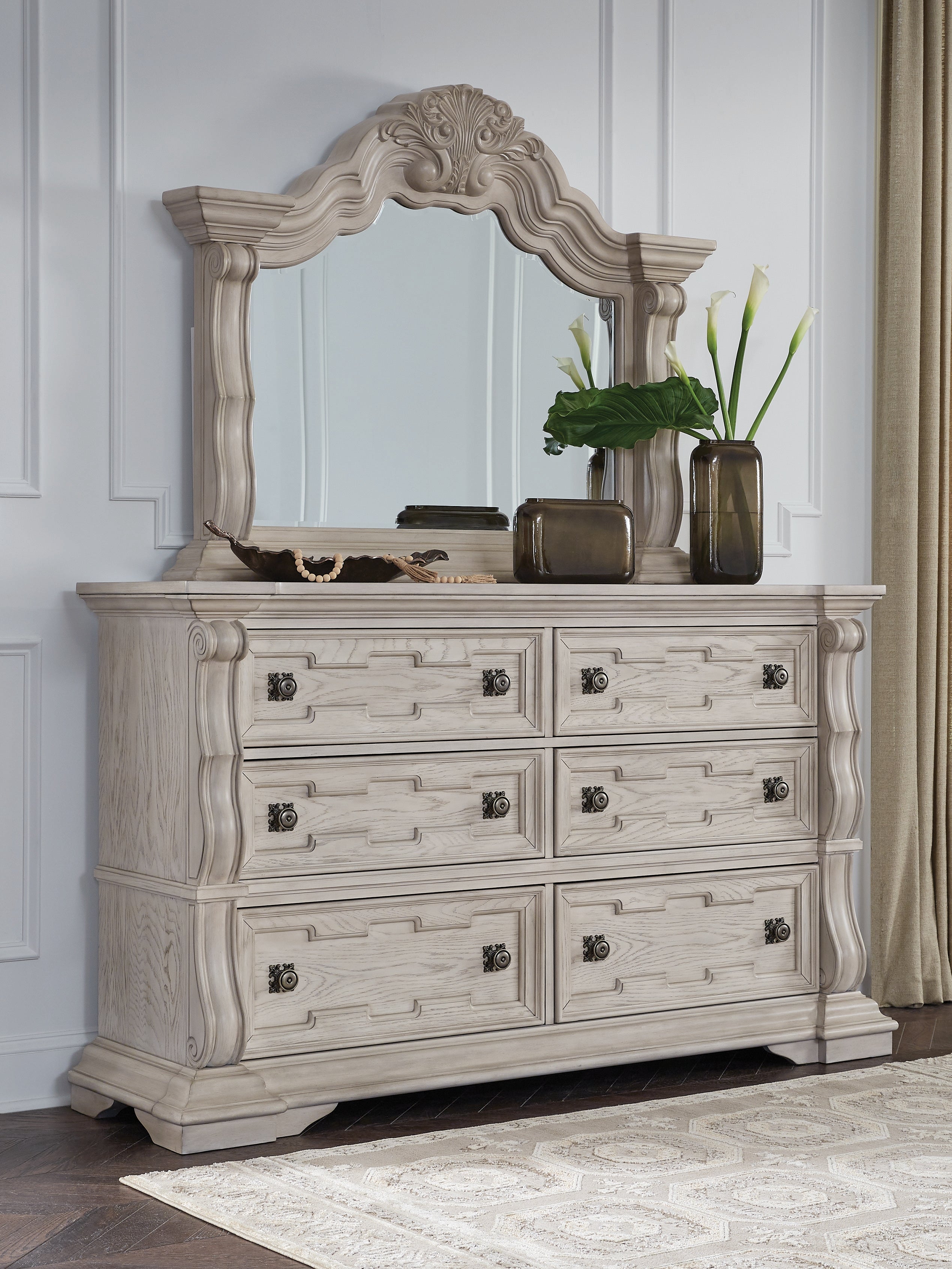 Family Deals Furniture - Ashley Furniture - Bruchandi Bedroom - Dresser and Mirror / Antique White - PCB948B1