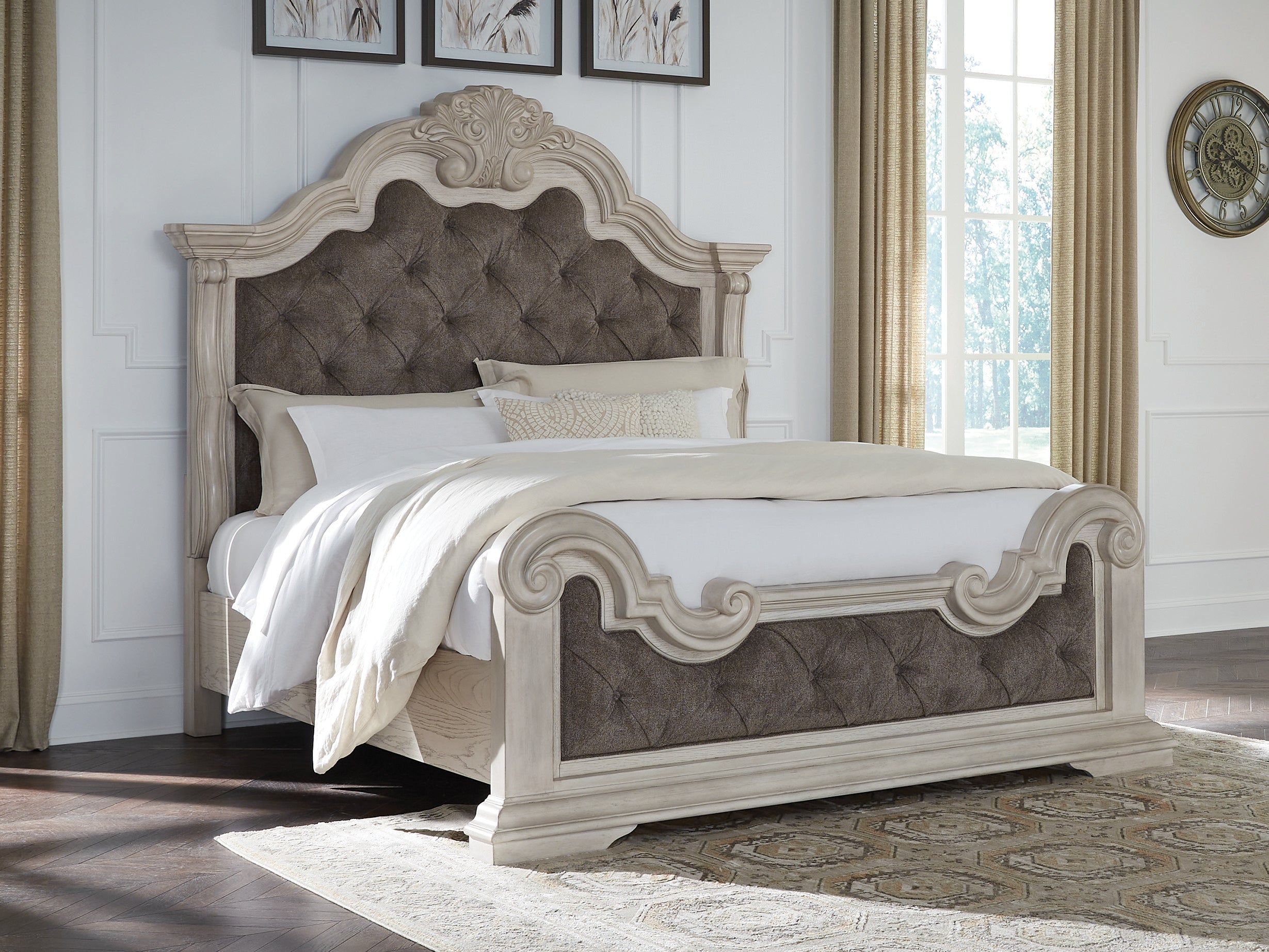 Family Deals Furniture - Ashley Furniture - Bruchandi Bedroom - California King Upholstered Panel Bed / Antique White - PCB948B5